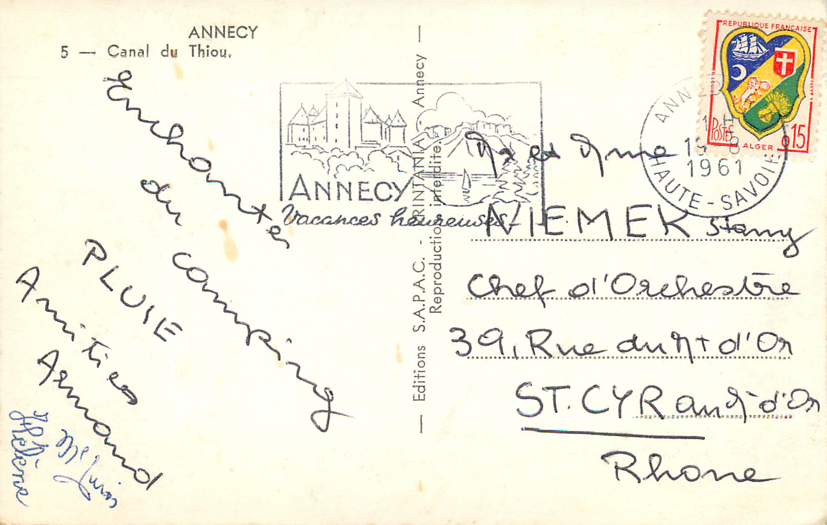 CPM Annecy Canal du Thiou — Rückseite