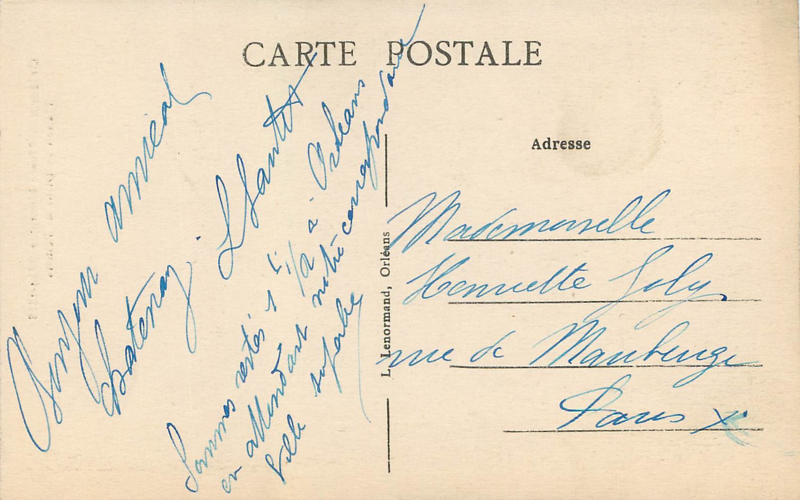 CPA Orleans Musee Historique (1854 1868) Maison de Diane de Poitiers — Verso