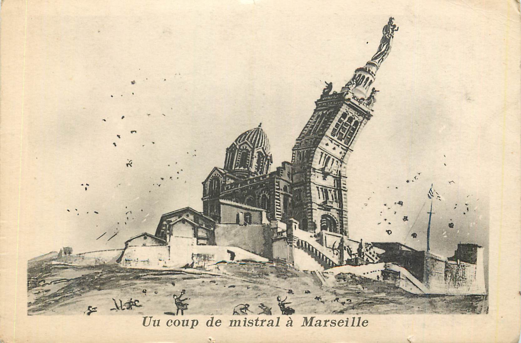 CPA Un coup de Mistral a Marseille