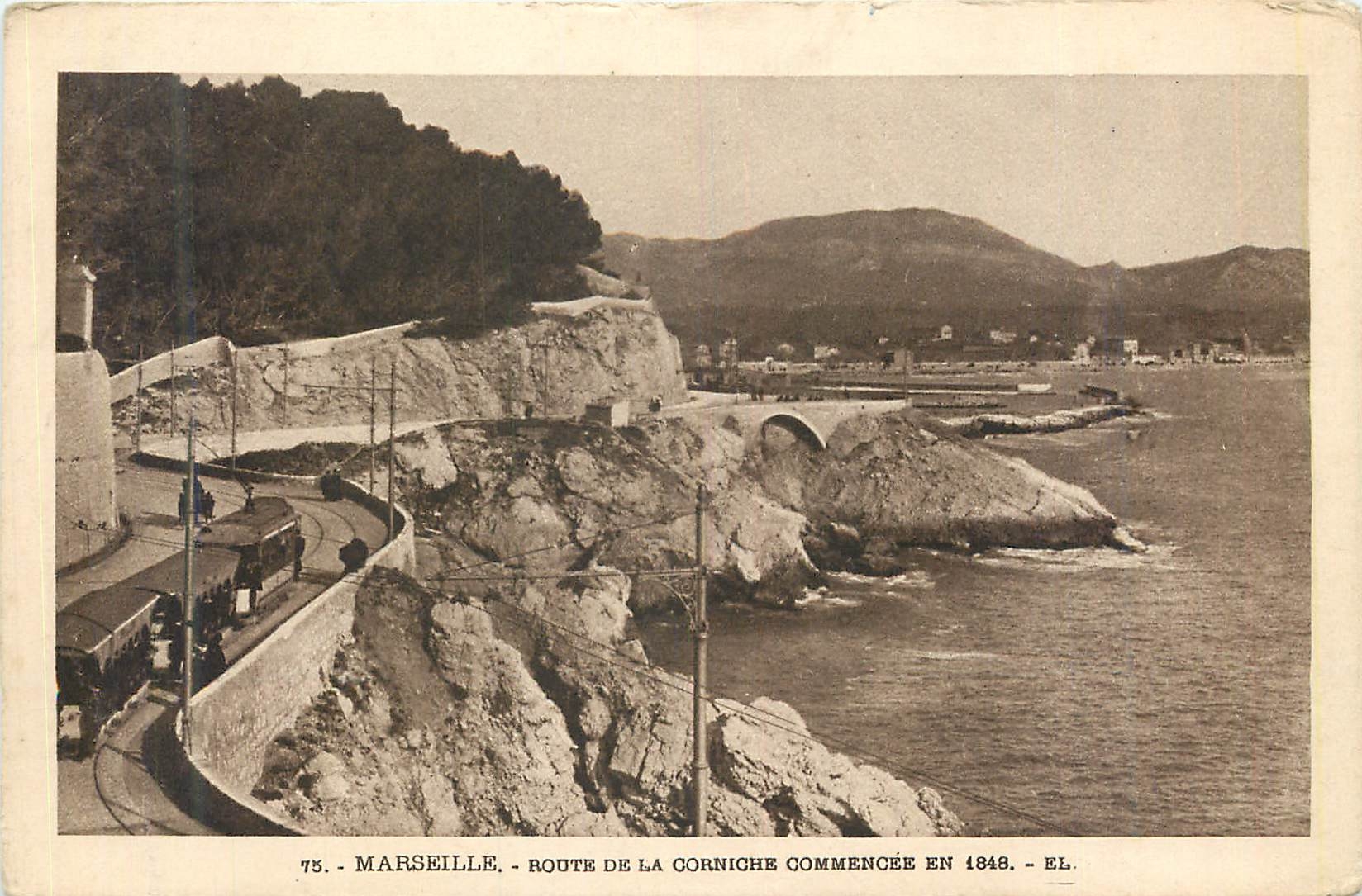 CPA Marseille Route de la Corniche Commencee en 1848