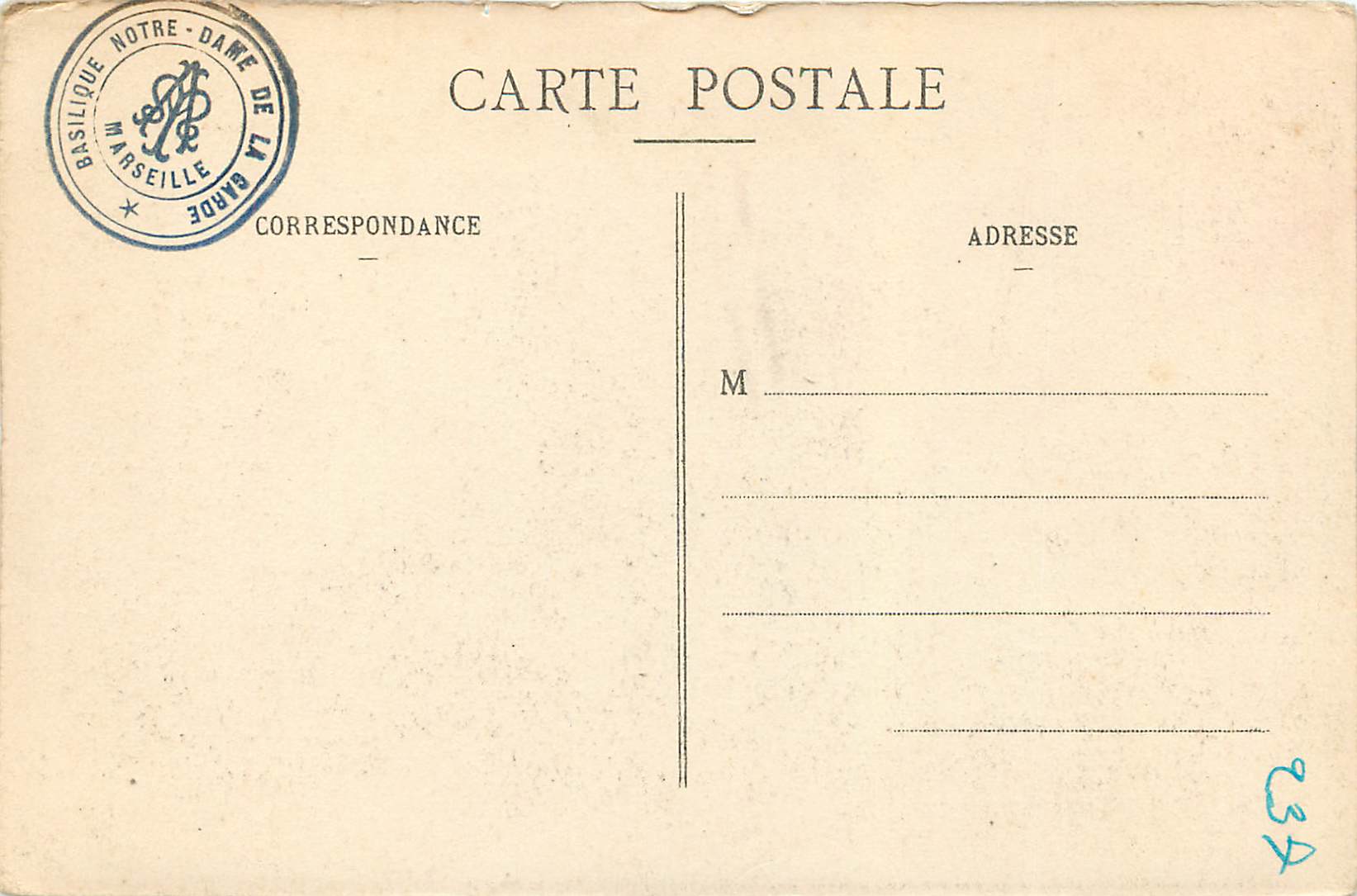 CPA Marseille Route de la Corniche Commencee en 1848 — Verso