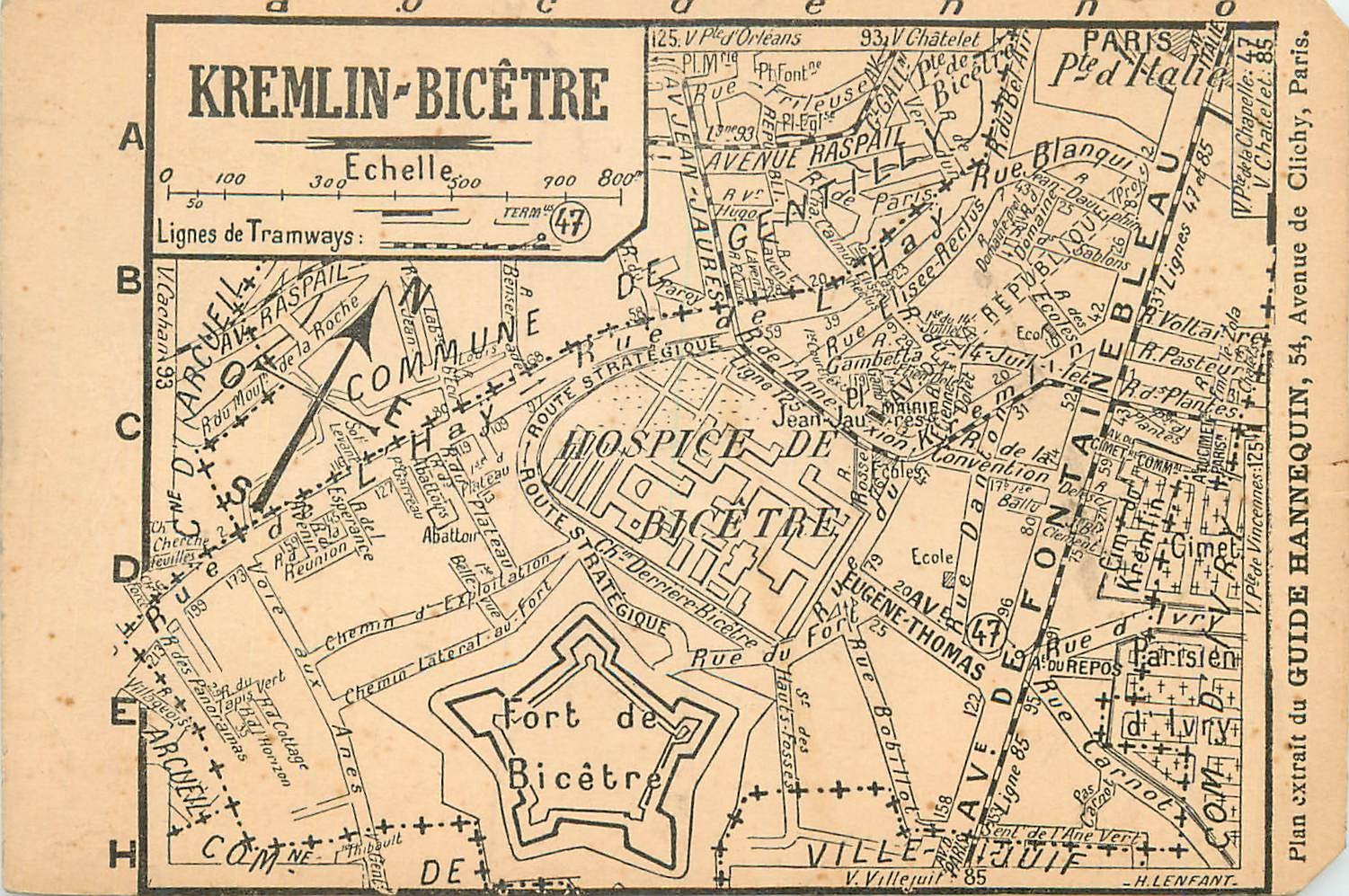 CPA Kremlin Bicetre Plan Extrait du Guide Hannequin 54 Avenue de Clichy Paris
