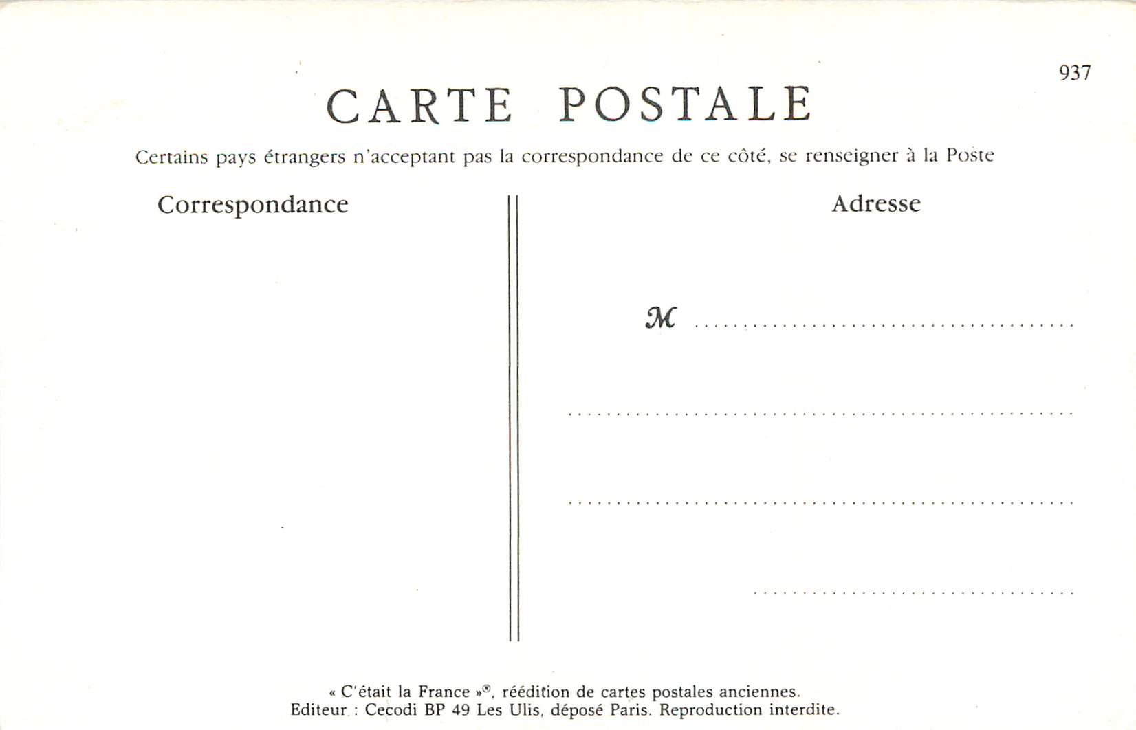 REPRO Une Rue de Paris a 4 heures le Matin Ca Porte Bonheur — Verso