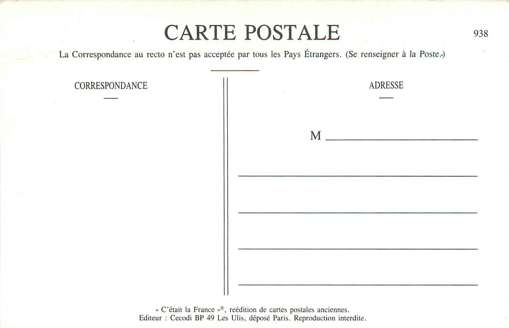 REPRO Une Rue de Paris a 4 heures le Matin Ca Porte Bonheur — Rückseite
