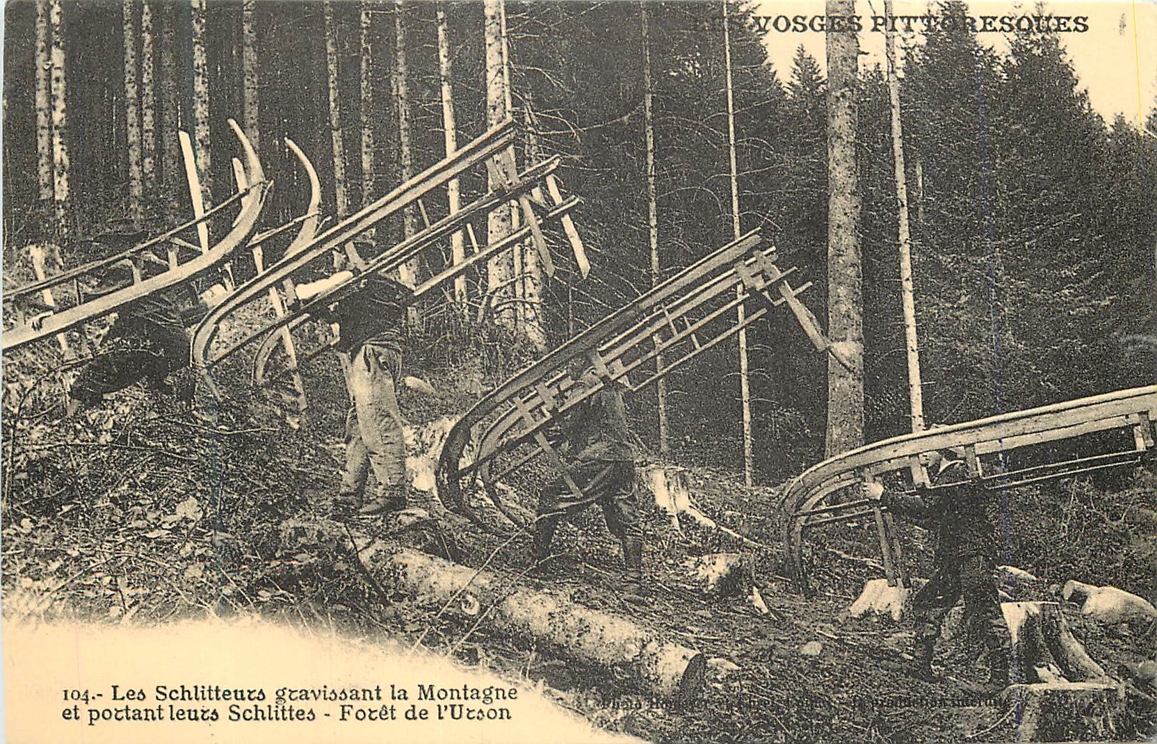 Les Schlitteurs gravissant la Montagne - Forêt de l'Utzon — Les Vosges Pittoresques, n°104