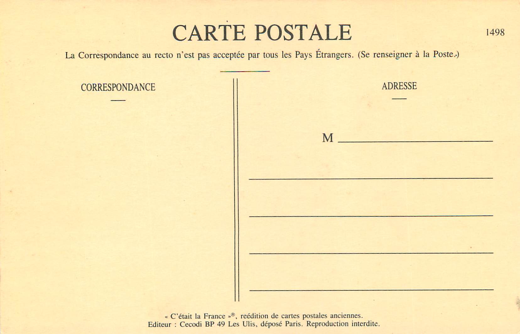 Tour de France 1910 — Lapize au contrôle de Rouen — Cecodi, n°1498 — Verso