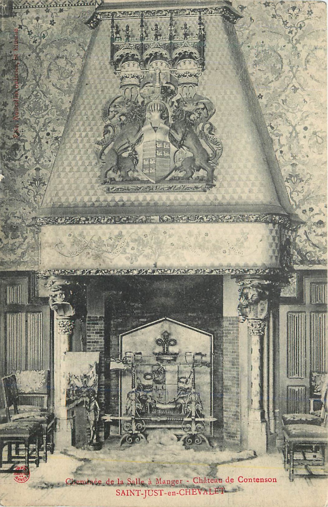 CPA Cheminee de la Salle a Manger Chateau de Contenson Saint Just en Chevalet