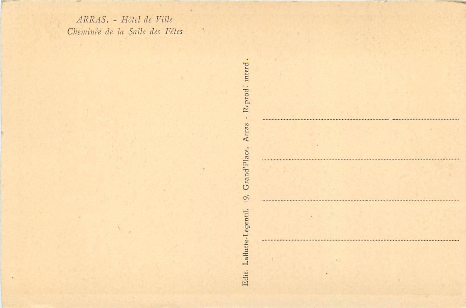 CPA Arras Cheminee de la Salle des Fetes — Rückseite