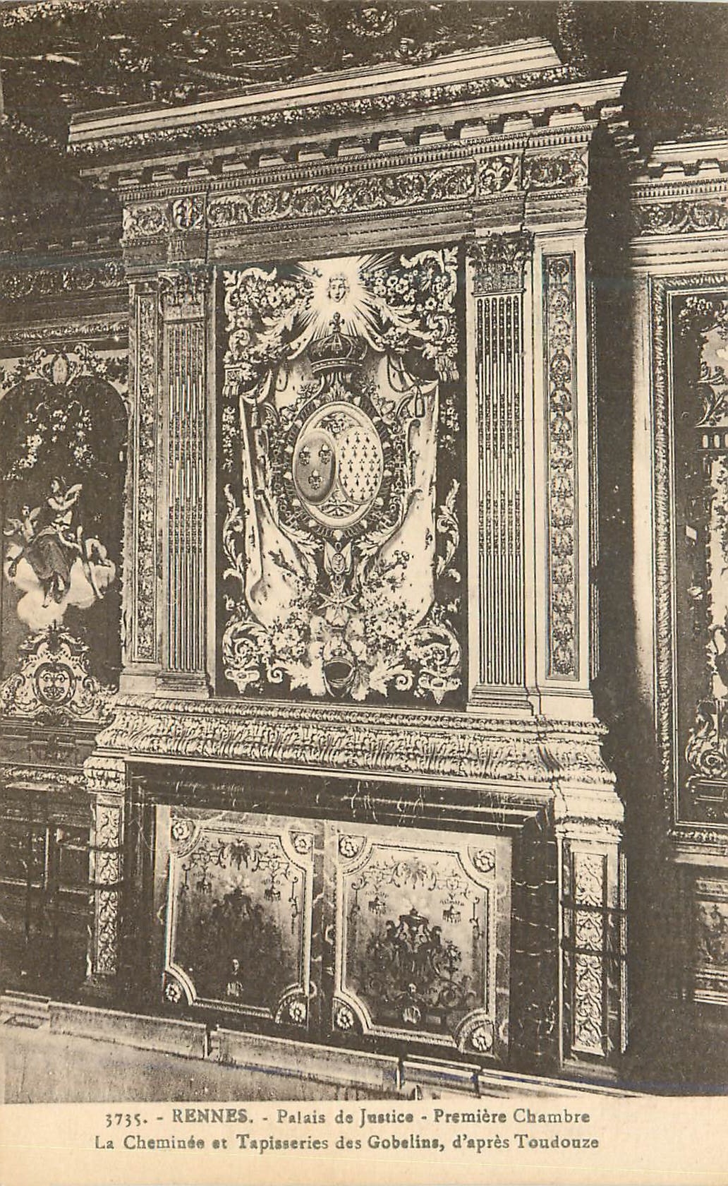 Rennes - Palais de Justice - Première Chambre - La Cheminée et Tapisseries des Gobelins, d'après Toudonze
