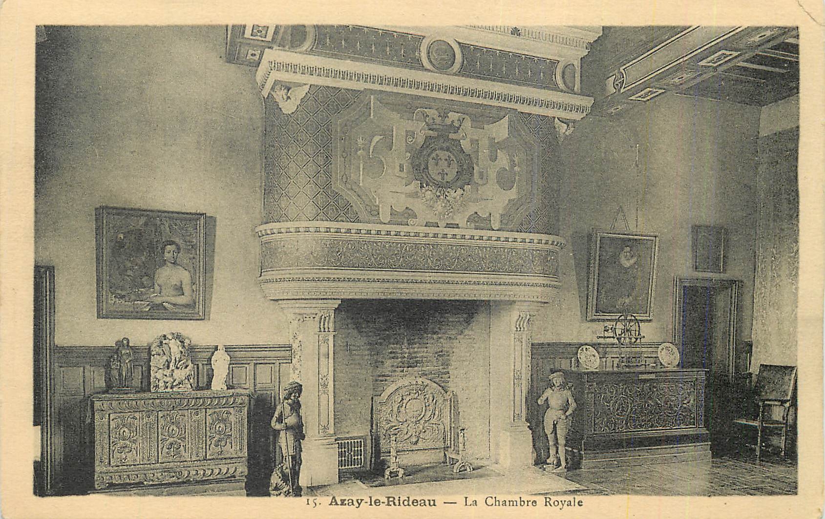 CPA Azay le Rideau La Chambre Royale Cheminee