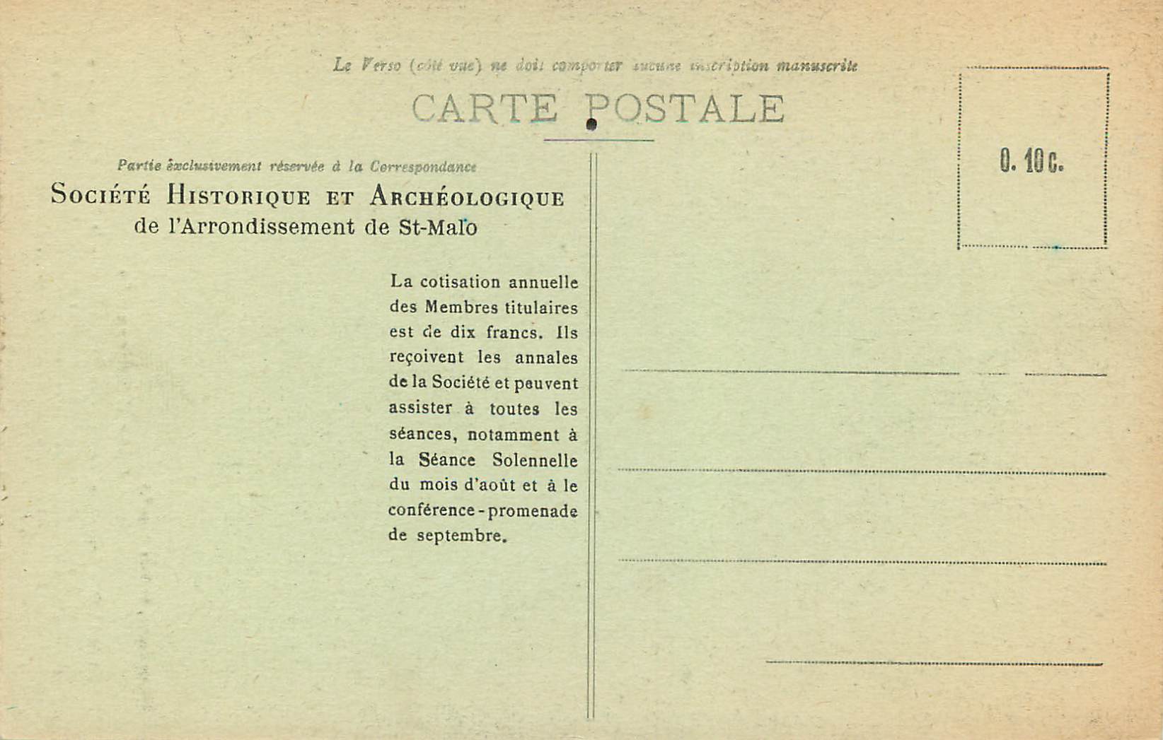 St-Malo - Sculptures de la Salle de Réunion de la Société Historique et Archéologique de l'Arrondissement de St-Malo - G. F. — Reverso
