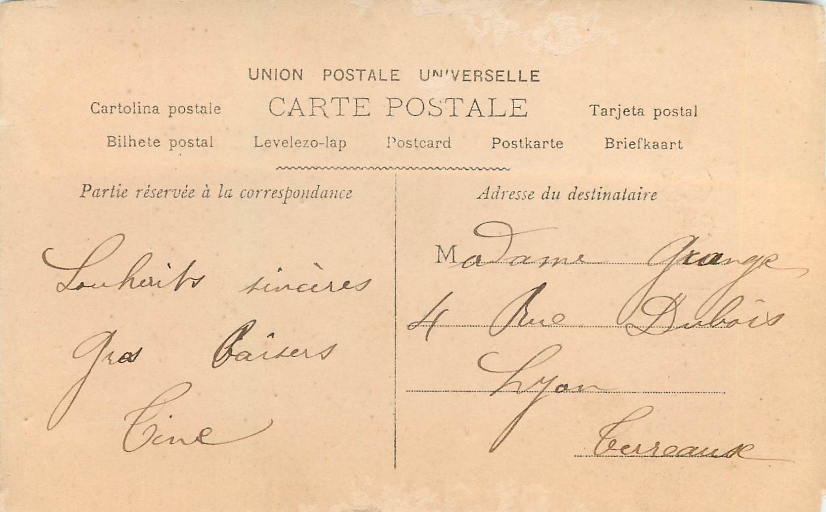 CPA Bonne Fete Nungue — Rückseite