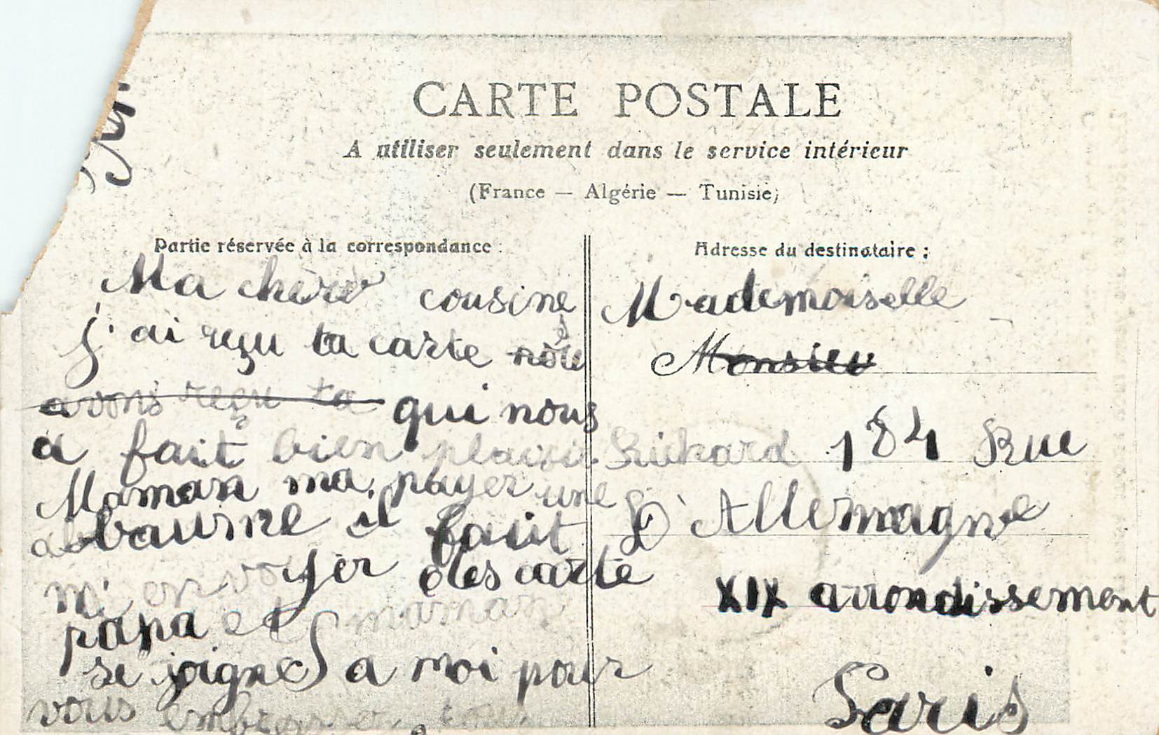 CPA Le 6 Janvier 1907 O vous qui de Mon Coeur Serez Toujours l'Elue — Rückseite