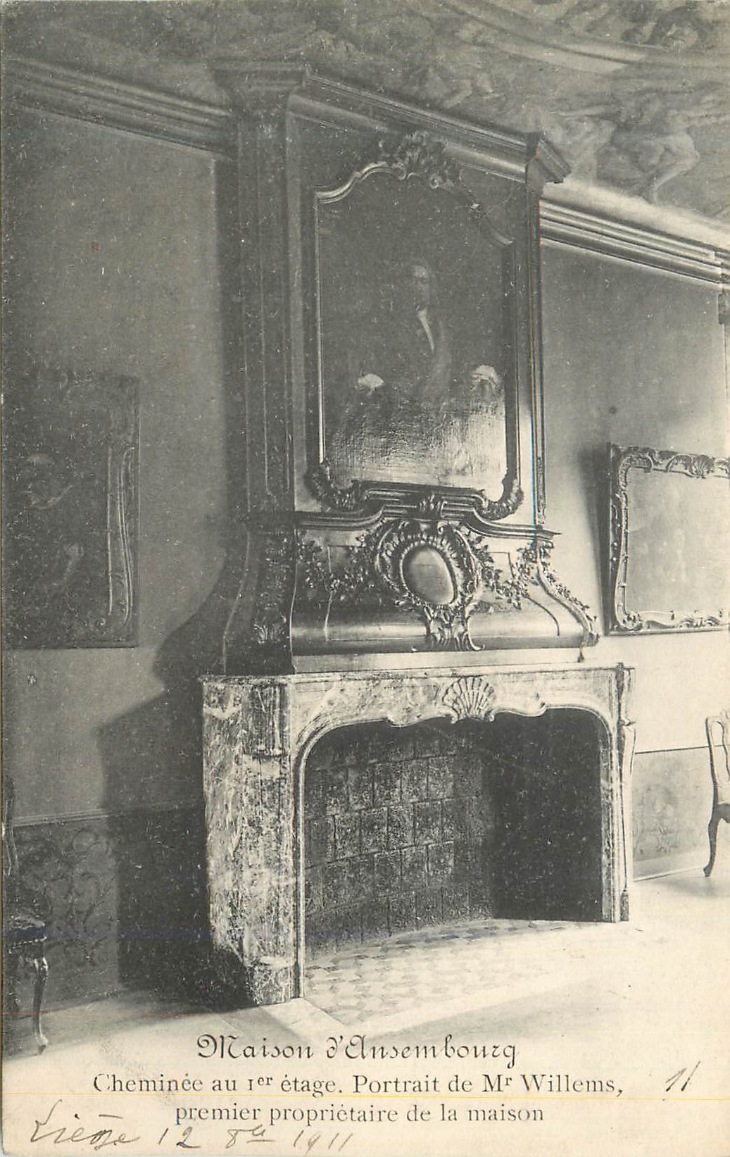 CPA Maison d'Elsembourg Cheminee au Ier Etage Portrait de Mr Willems