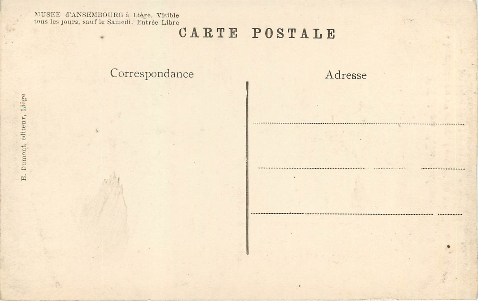 CPA Maison d'Elsembourg Cheminee au Ier Etage Portrait de Mr Willems — Rückseite