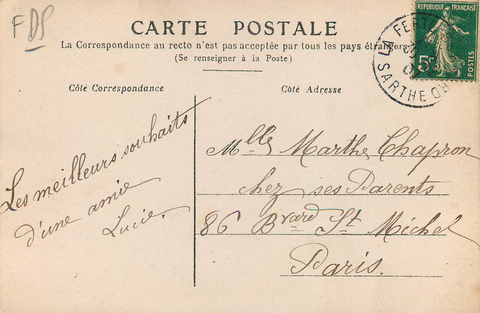 CPA Bonne Annee Boite aux lettres — Rückseite