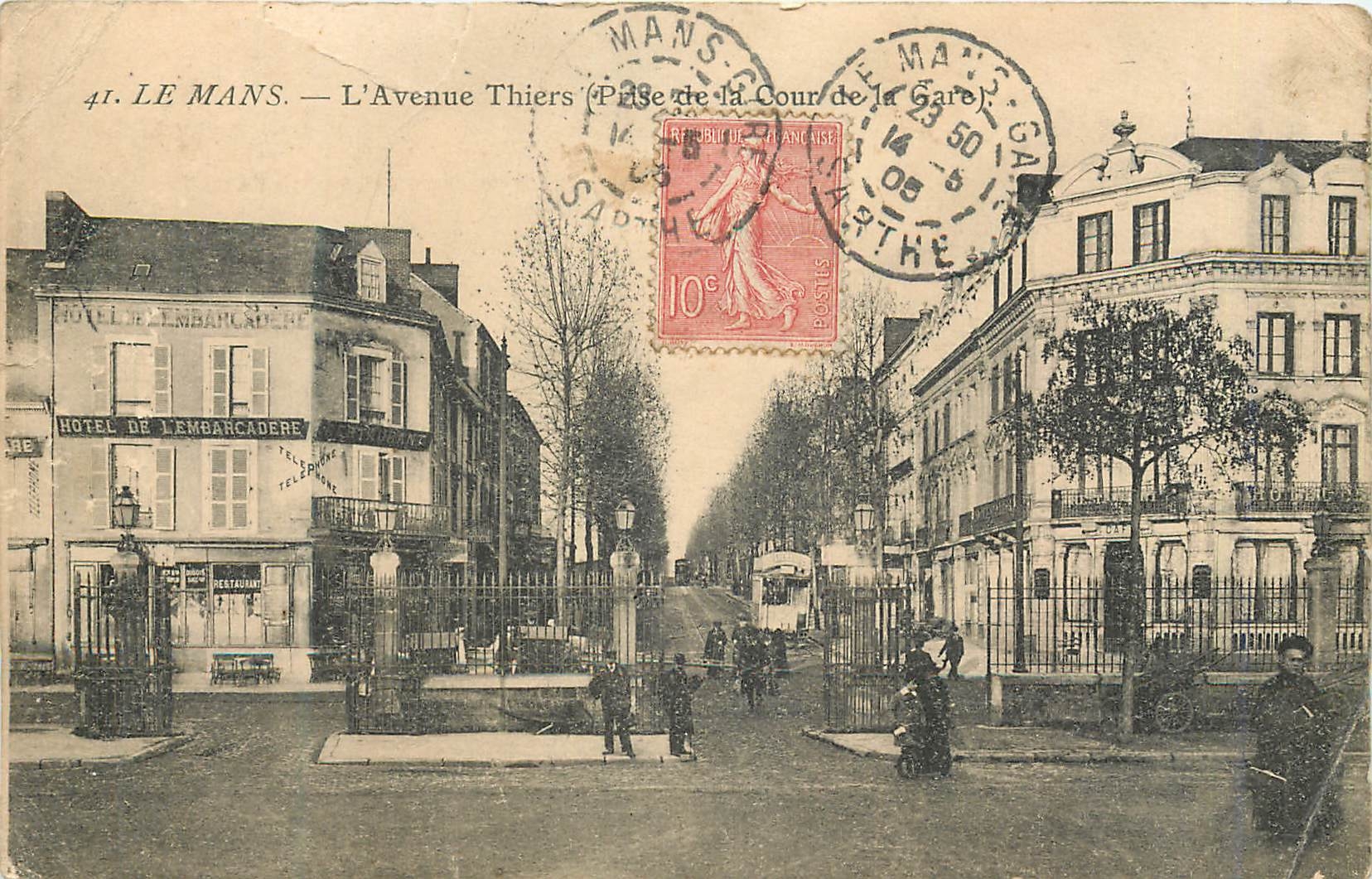 CPA Le Mans L'Avenue Thiers Prise de la Cour de Gare
