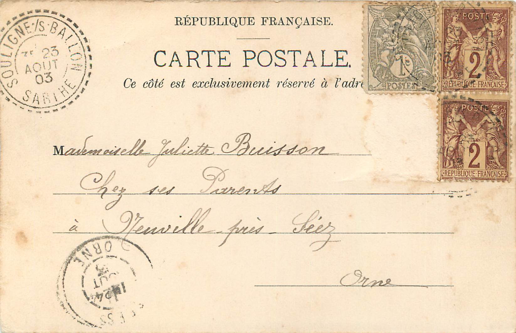 CPA Le Mans Le Pont en X — Rückseite