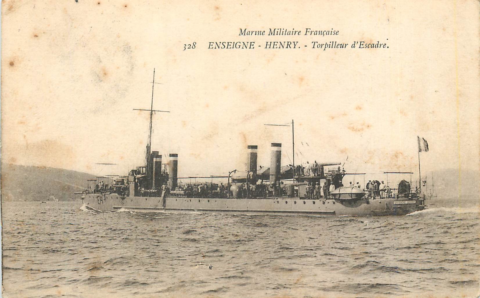 CPA Marine Militaire Francaise Enseigne Henry Torpilleur d'Escadre