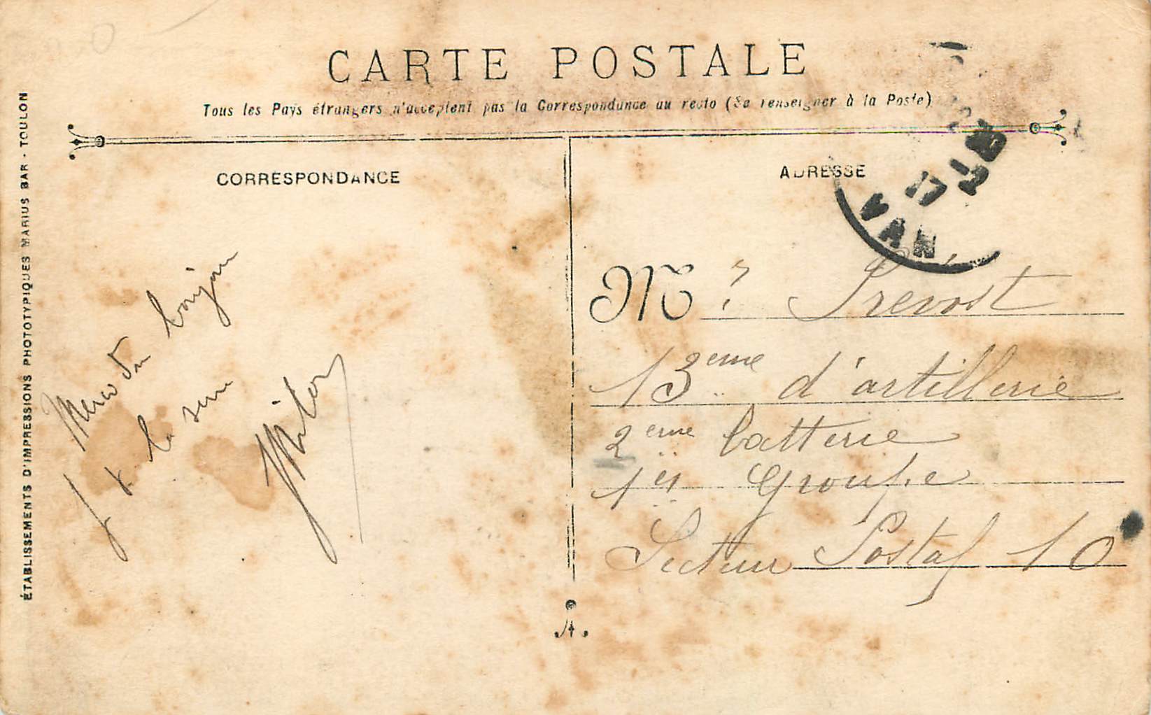 CPA Marine Militaire Francaise Enseigne Henry Torpilleur d'Escadre — Verso