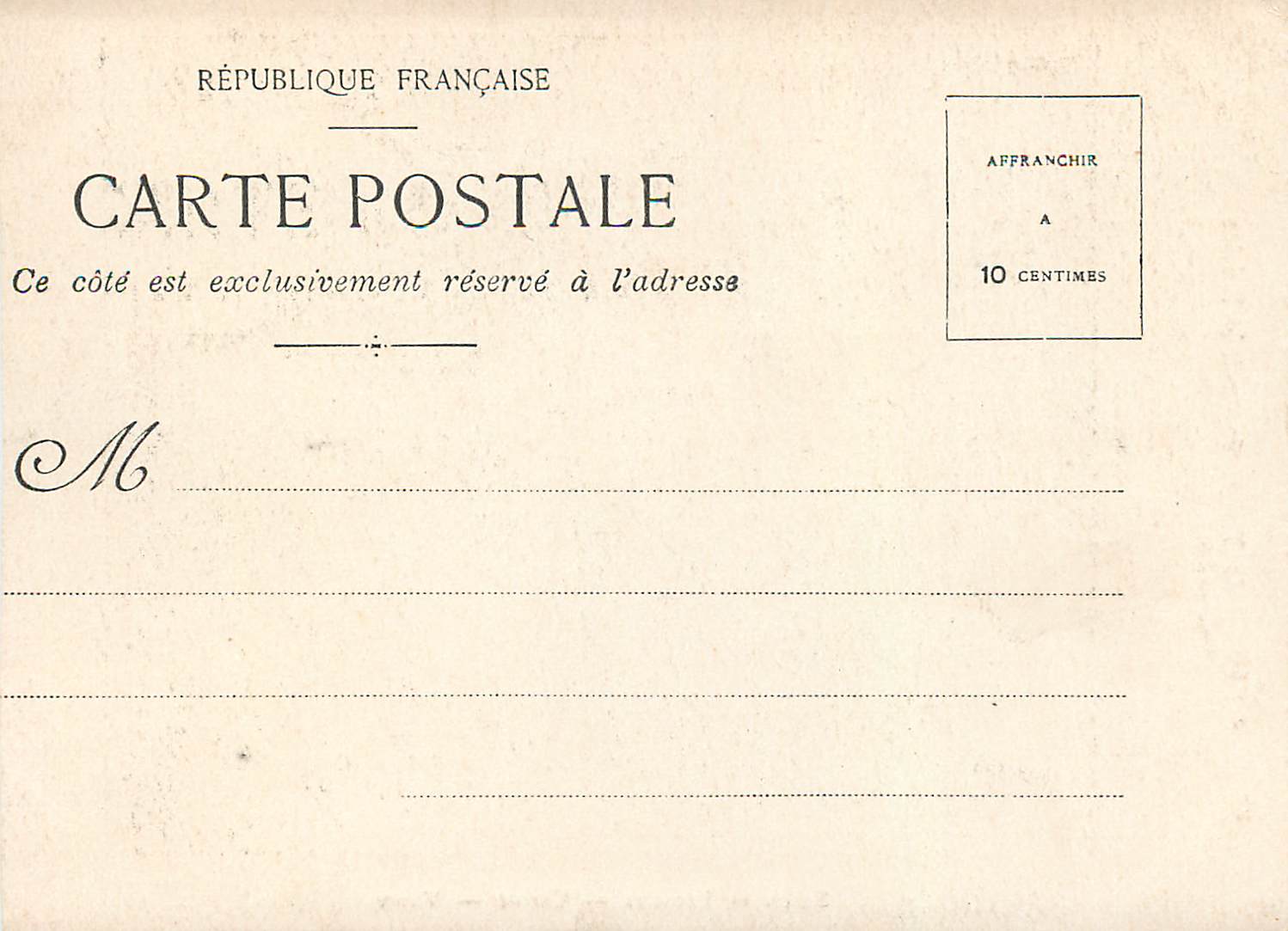 CPA Salon de Lecture Casino Vichy — Verso