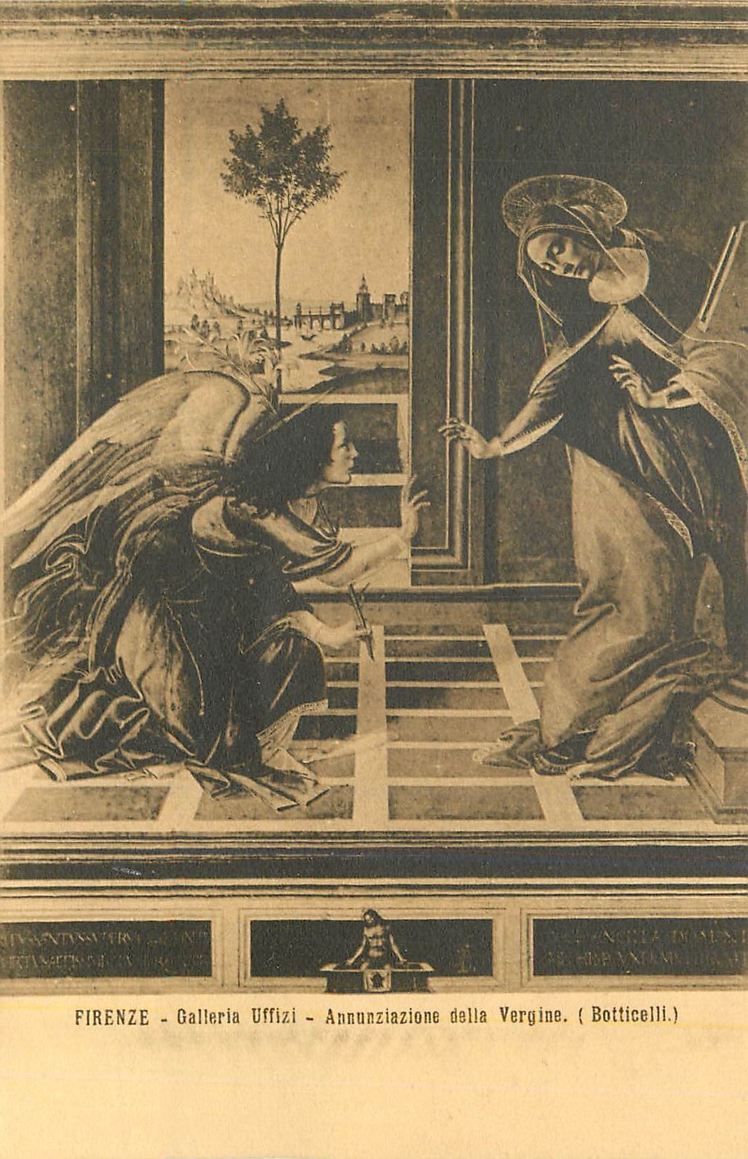 CPA Firenze Galleria Uffizi Annueziazione della Vergine (Botticelli)