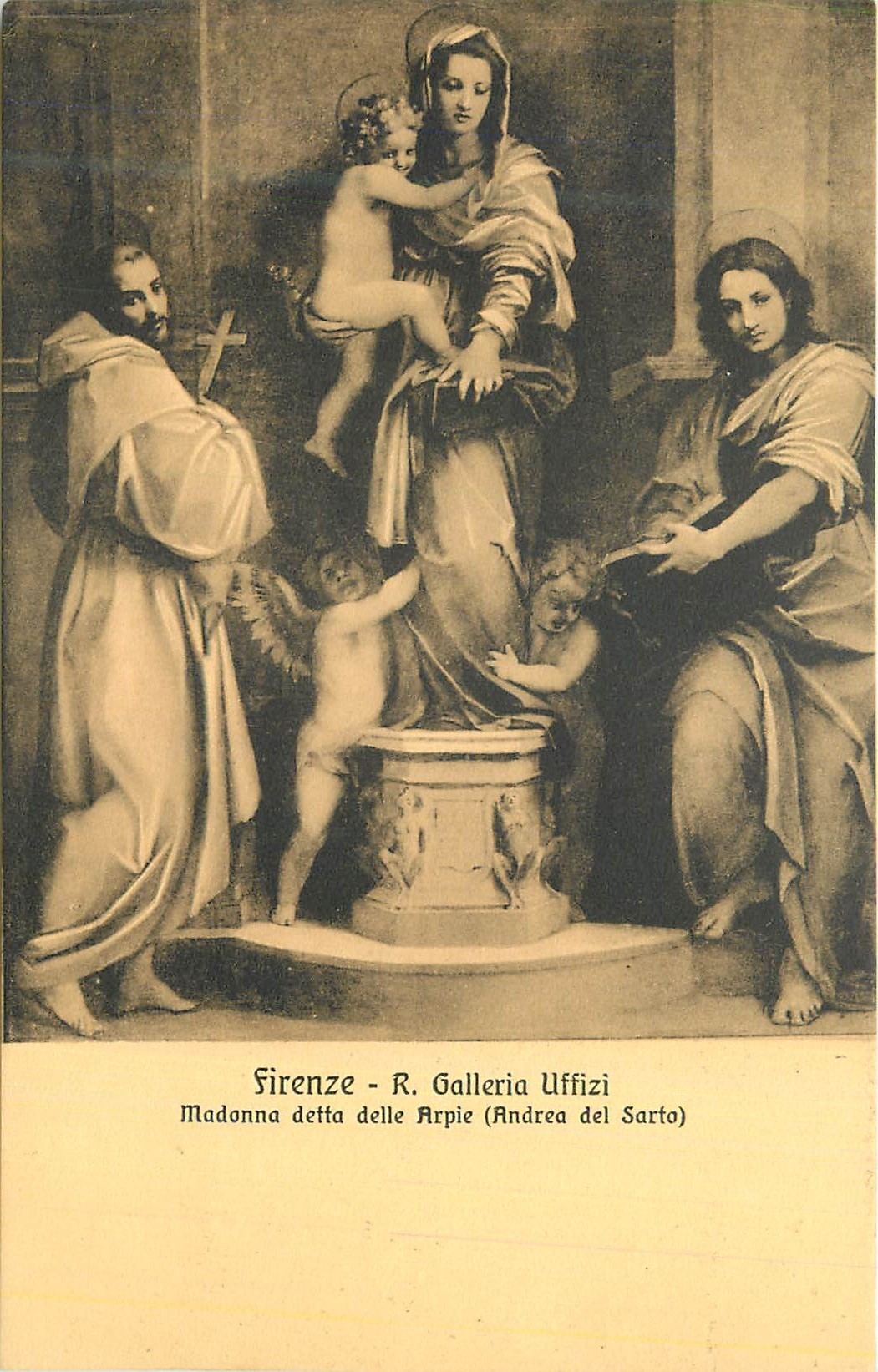 CPA Firenze R Galleria Uffizi Madonna detta Delle Arpie (Andrea Del Sarto)