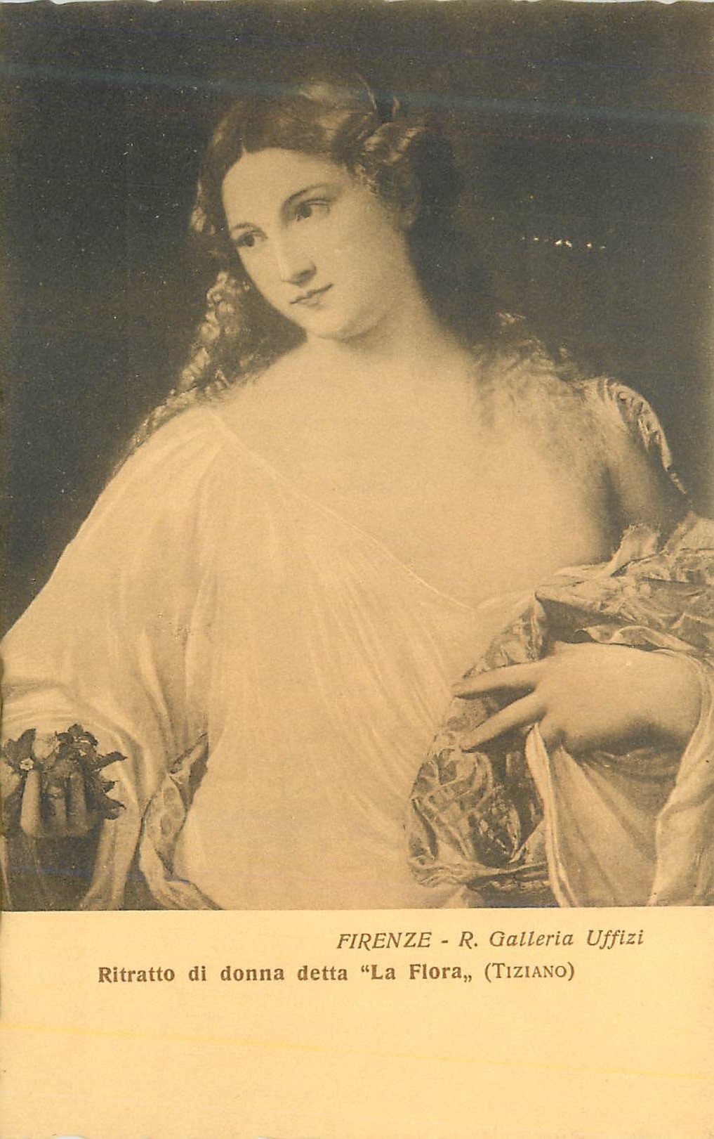CPA Firenze R Galleria Uffizi Ritratto di Detta La Flora (Tiziano)