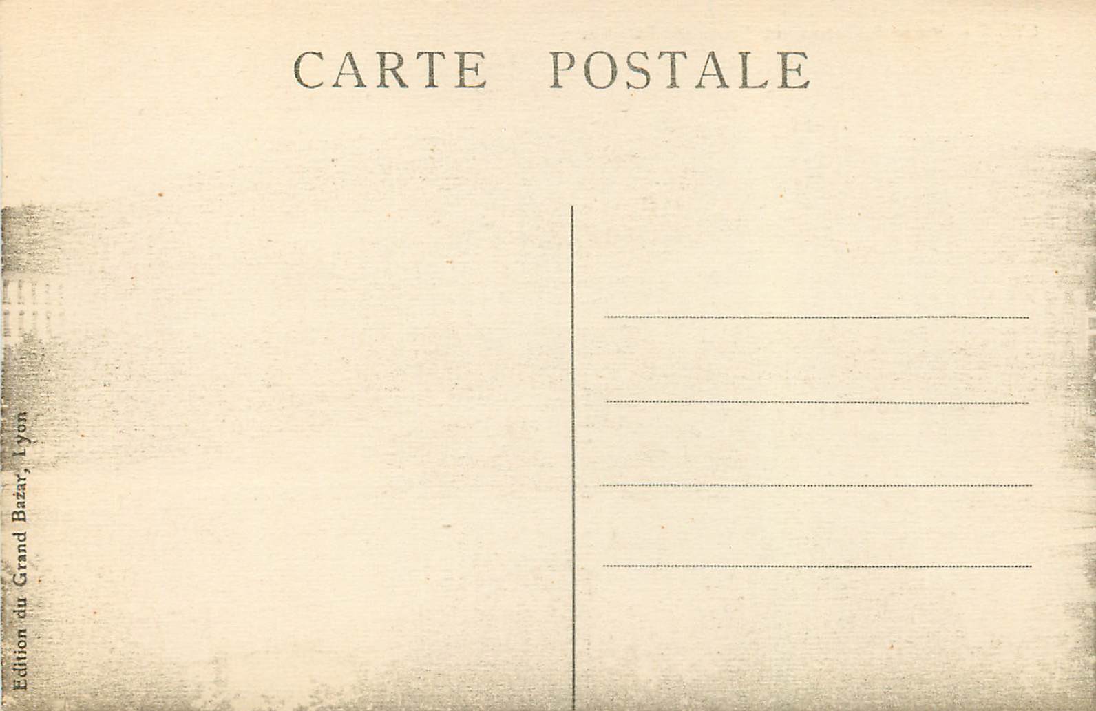 CPA Lyon Place Bellecour et Coteau de Fourviere — Verso