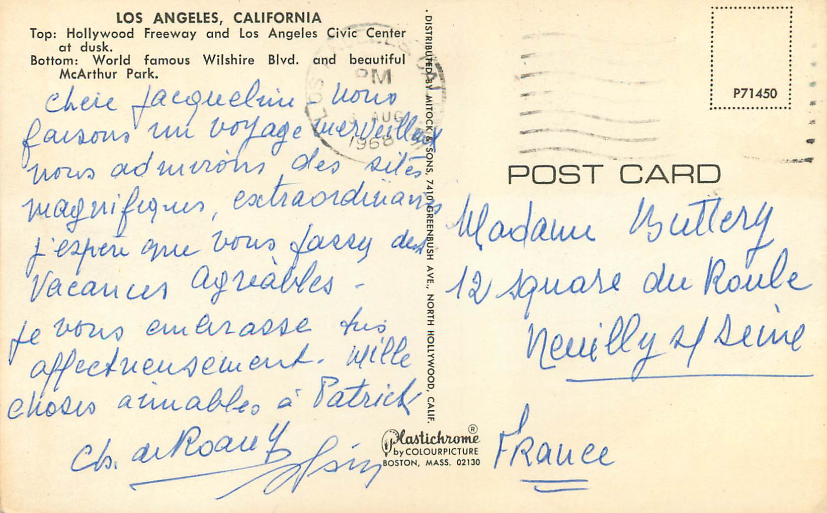 CPM Gretings From Los Angeles California — Rückseite