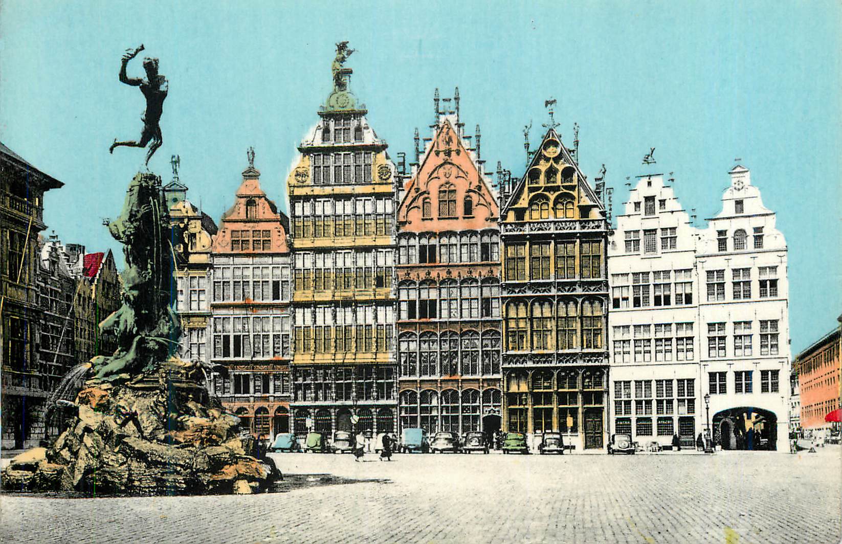 CPM Anvers Grand Place et Monument Brado Jef Lambeaux