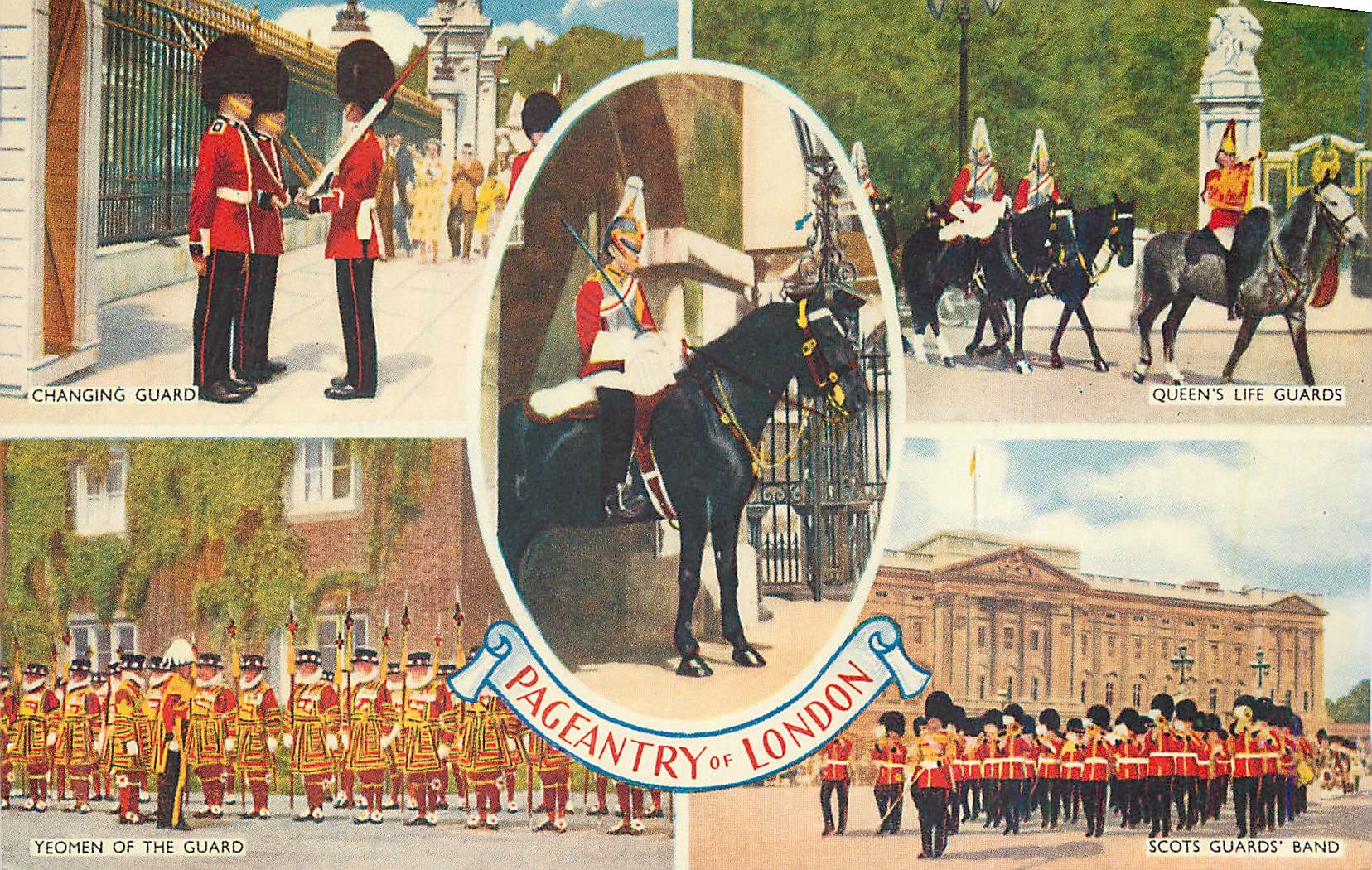 CPM Pageantry of London Changing Guard Yeomen of the Guard Queen's Life Guards Scots Guards Band Militaria