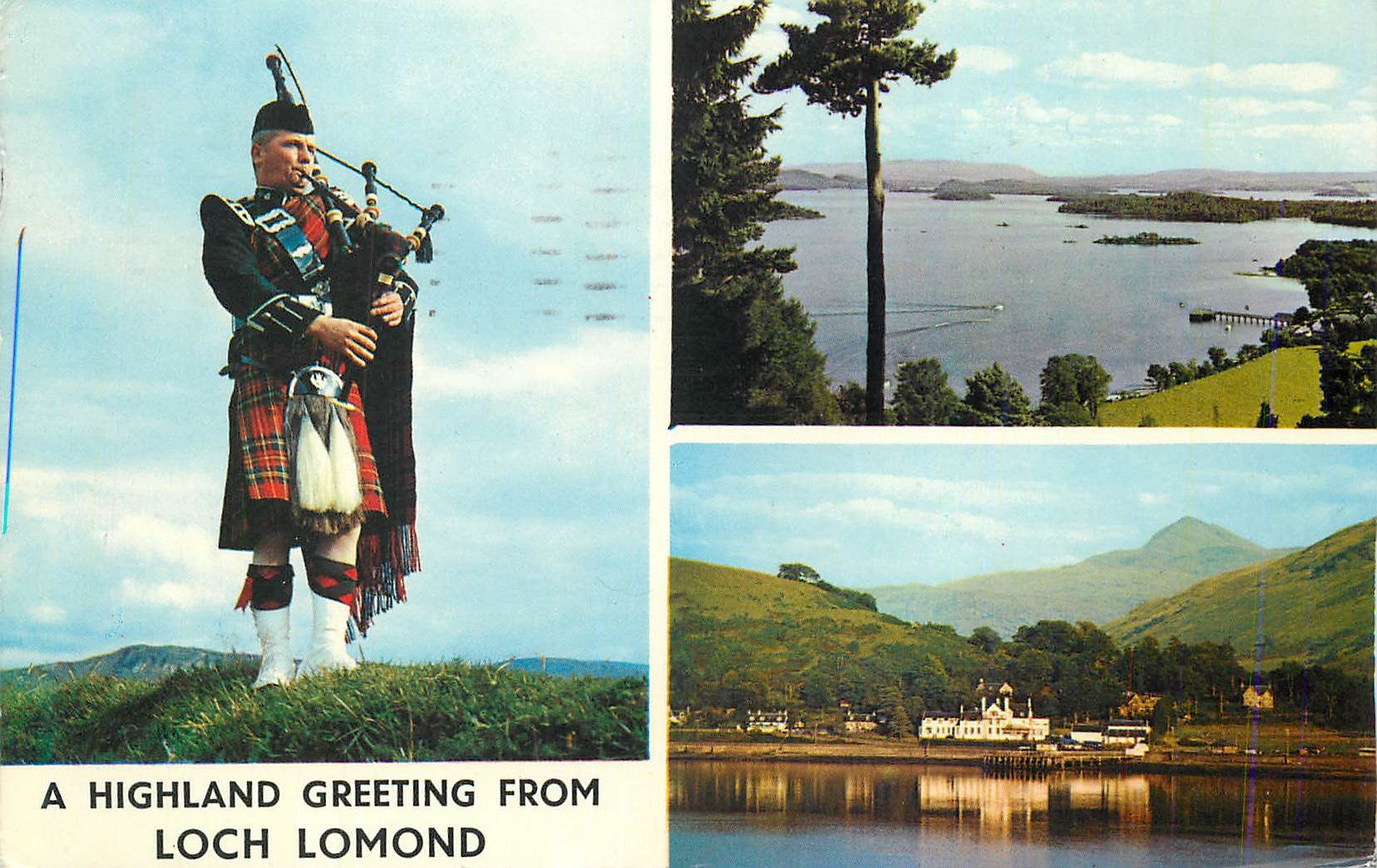 CPM A Highland Greeting from Loch Lomond Luss Pier From Strone Hill Ben Lomond