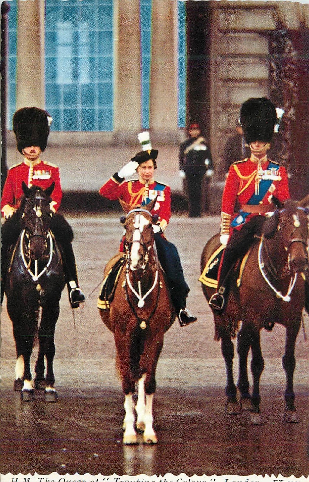 CPM The Queen Takes the Salute After Trooping the Colour Ceremony Militaria