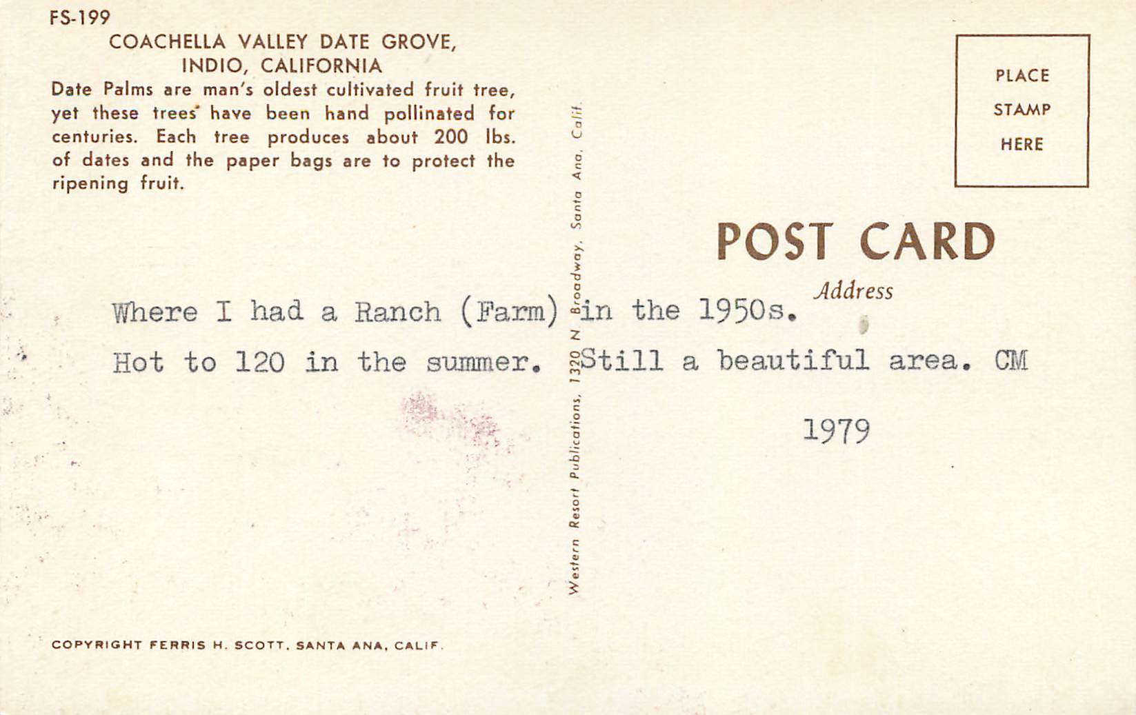 CPM Coachella Valley date Grove Indio California — Back