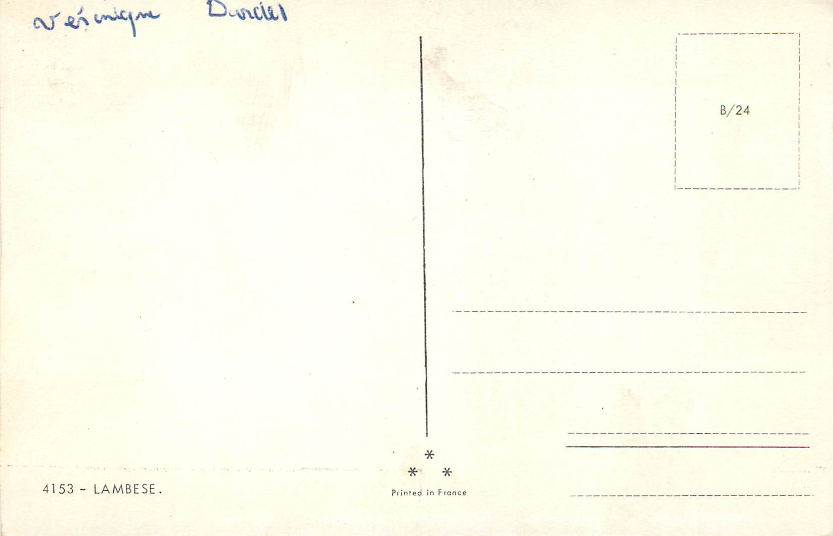 Ruines romaines de Lambèse — éditeur A. Dandéel, n° 4153 — Verso