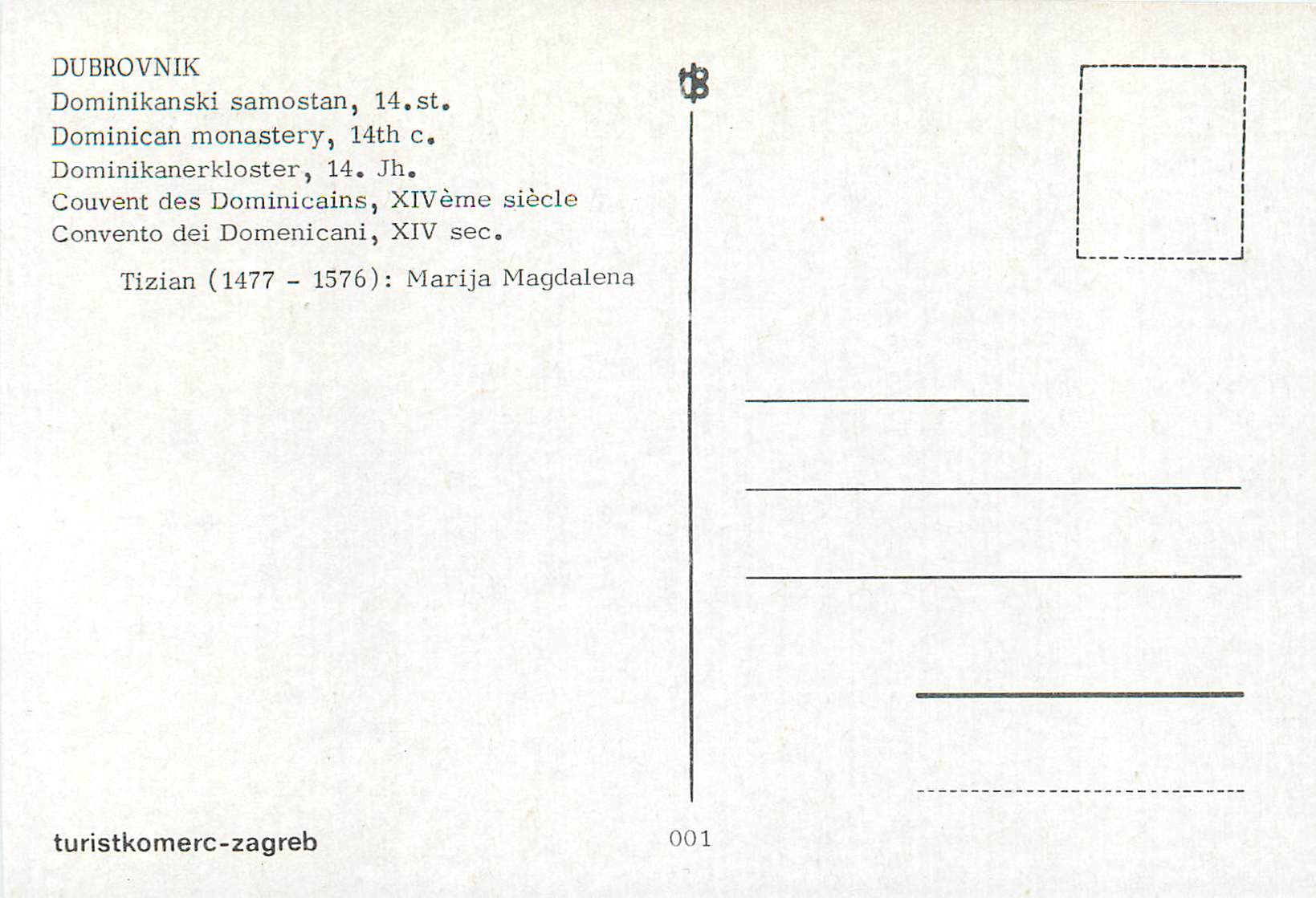 CPM Dubrovnik Couvent des Dominicains XIVeme Siecle — Back