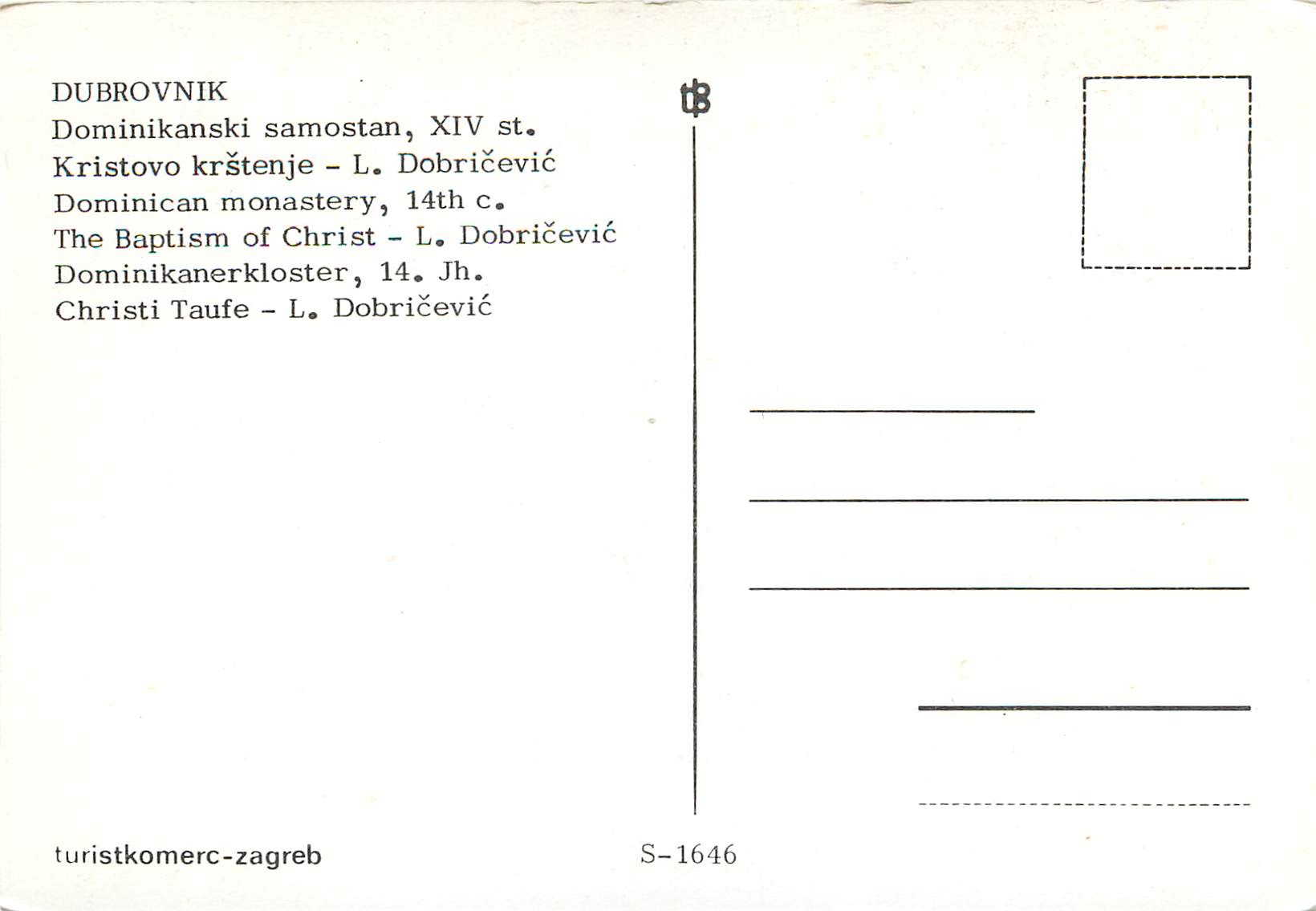 DUBROVNIK — Monastère dominicain, baptême de Christ — L. Dobričević, 14e siècle — Verso