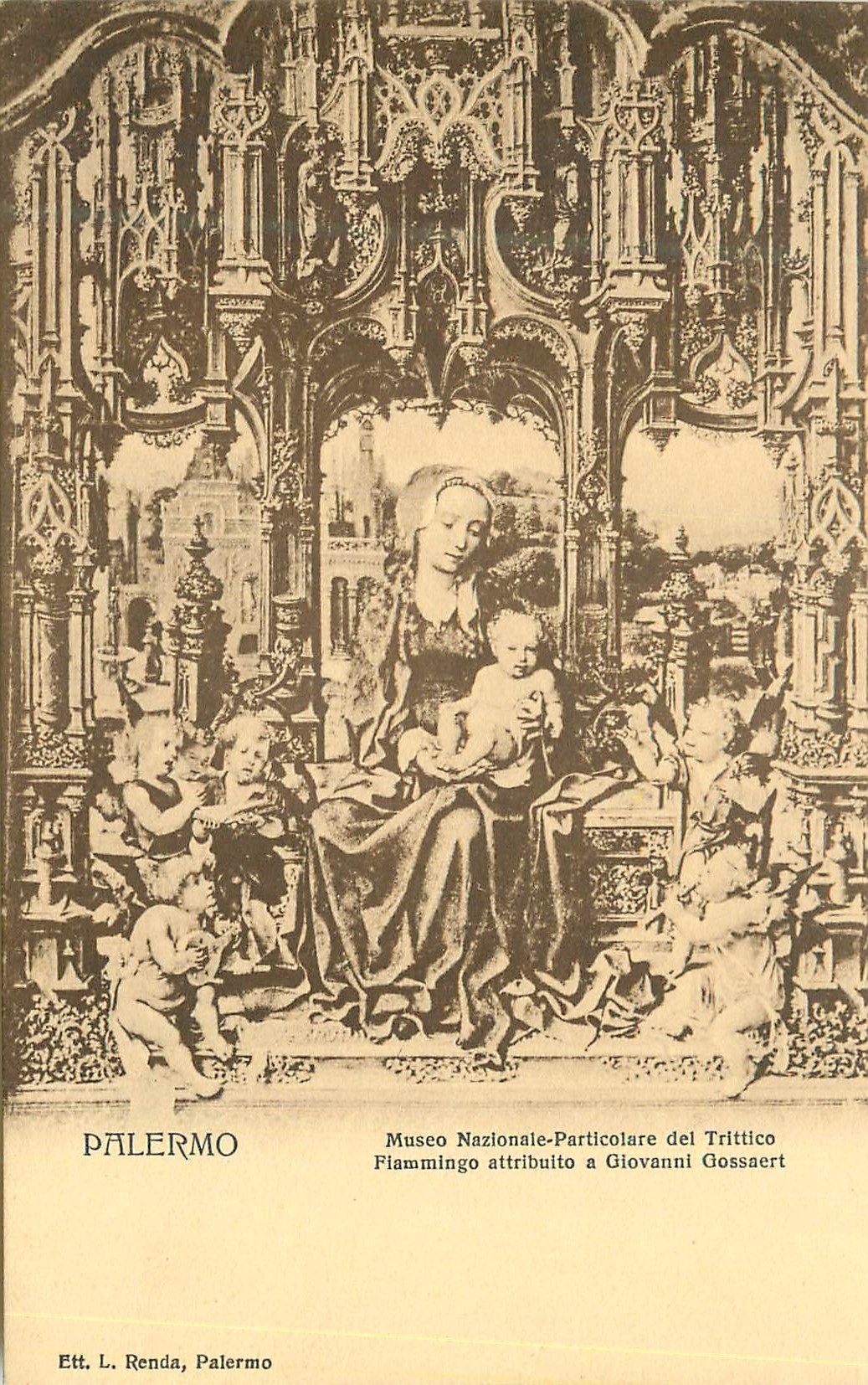 CPA Palermo Museo Nazionale Paricolare del Trittico Fiammingo attribuito a Giovanni Gossaert