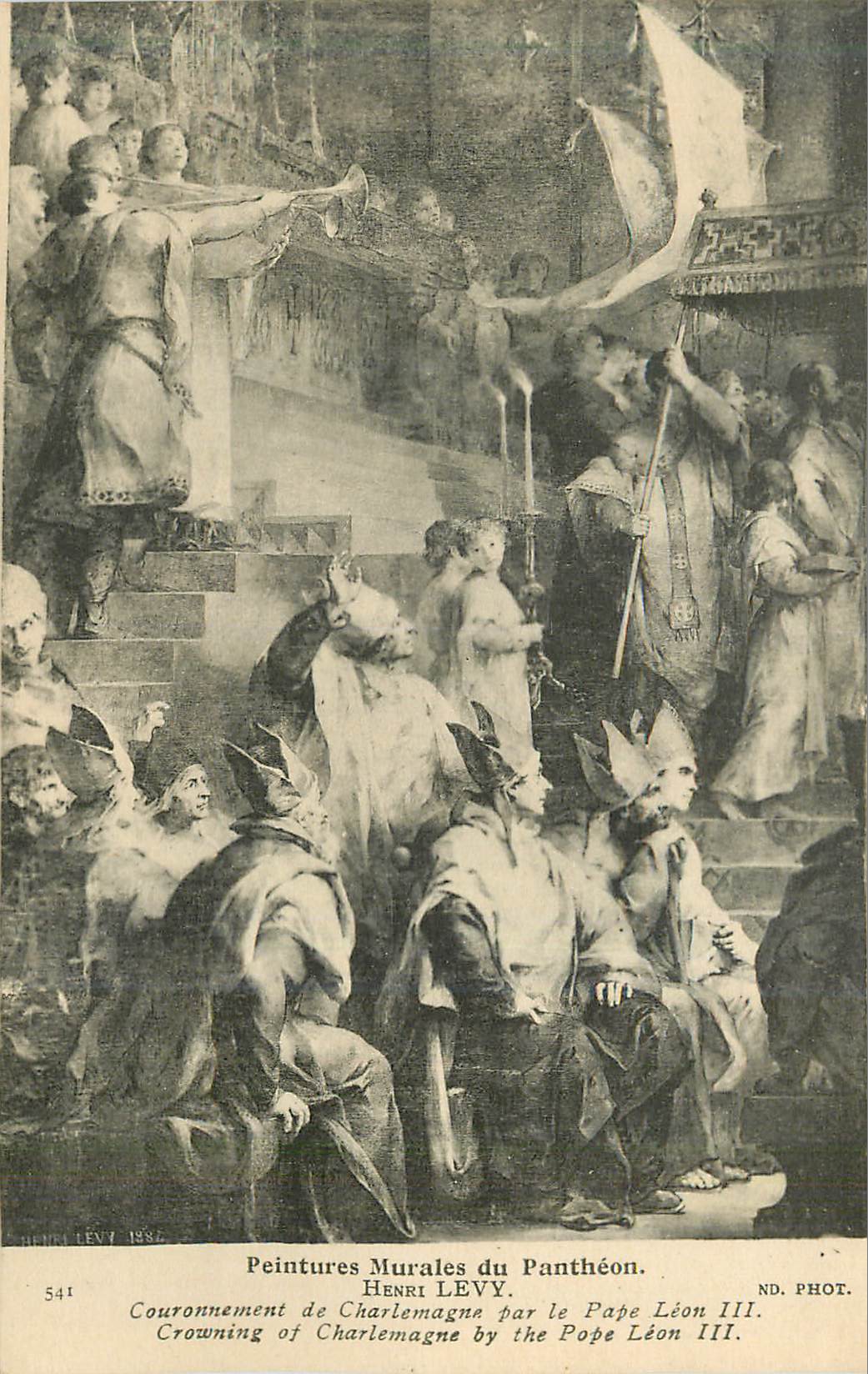 CPA Peintures Murales du Pantheon Henri Kevy Couronnement de Charlemagne par le Pape Leon III
