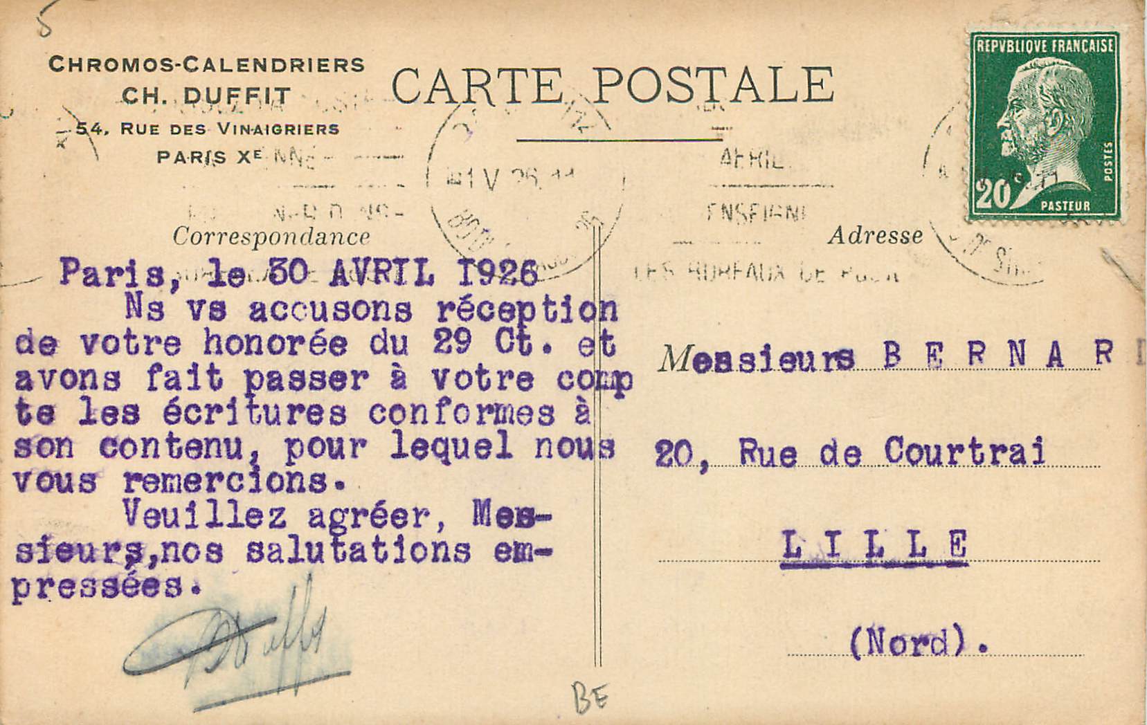 CPA Partage Difficile Par Geoffroy — Verso