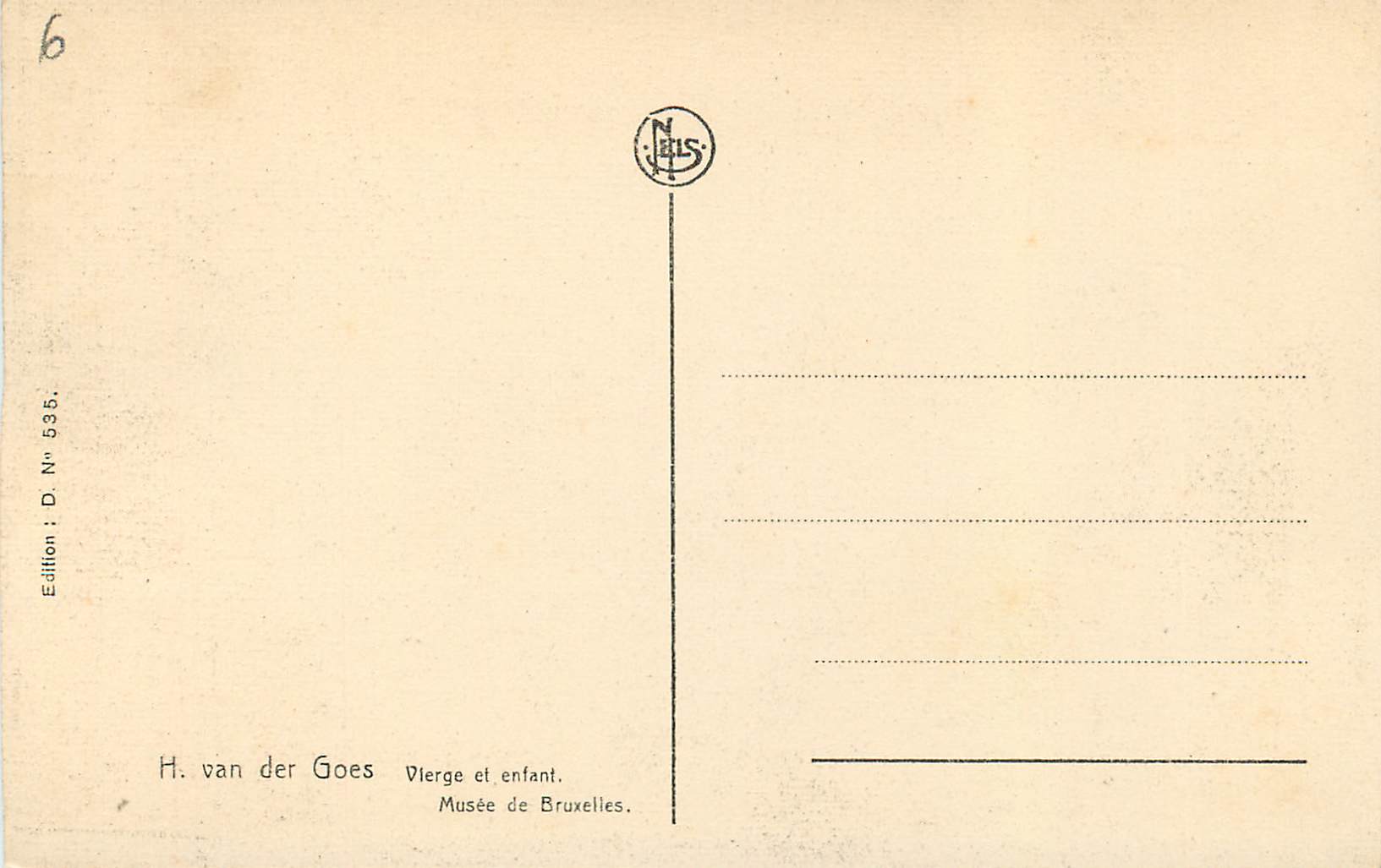 CPA Vierge et Enfant Musee de Bruxelles — Verso