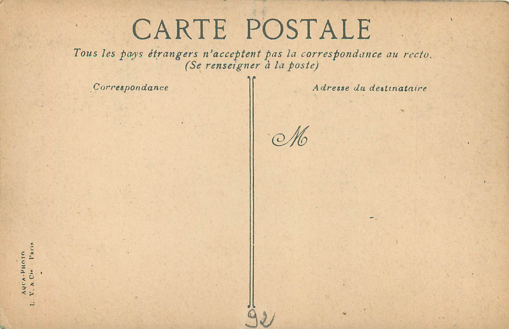 CPA Bois de Boulogne Une Petit Riviere pres du Moulin — Verso