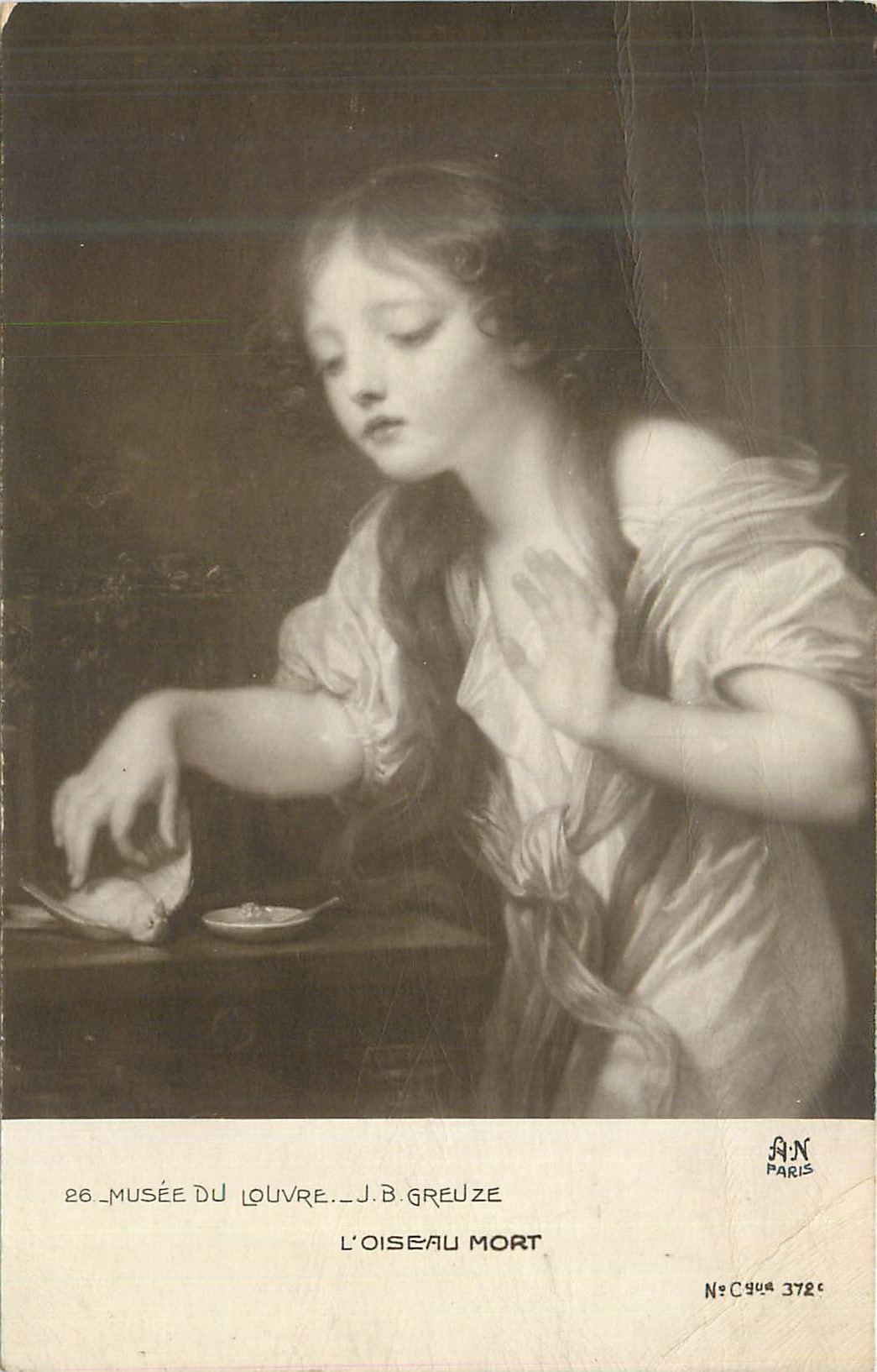 CPA Musee du Louvre J B Greuze L'Oiseau Mort