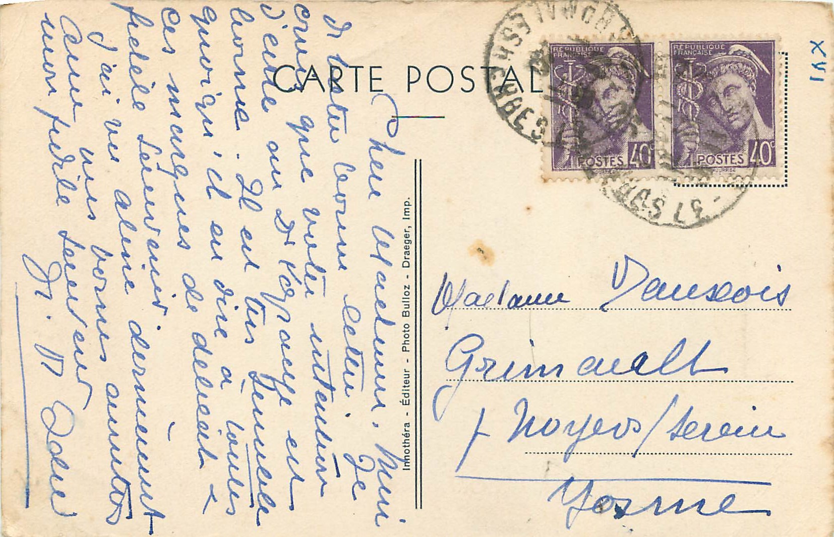 CPA L'Accordee de Village Greuze — Verso