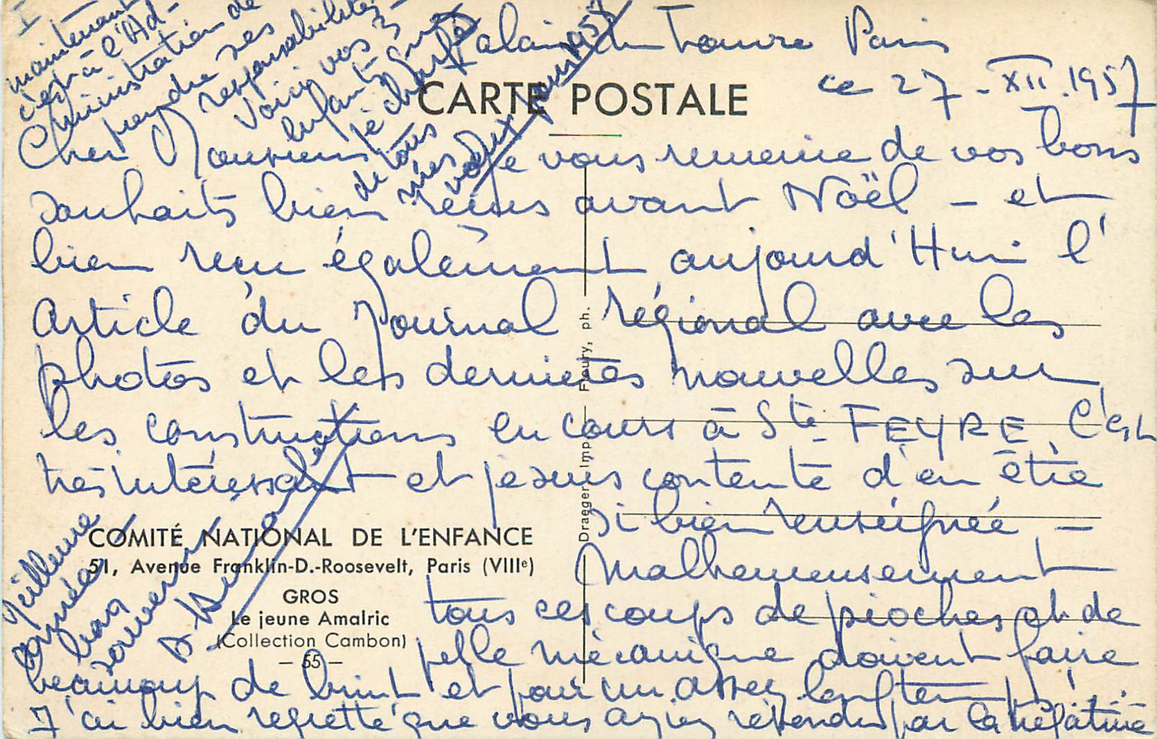 CPA Comite National de l'Enfance Gros Le Jeune Amalric (Collection Cambon) — Verso