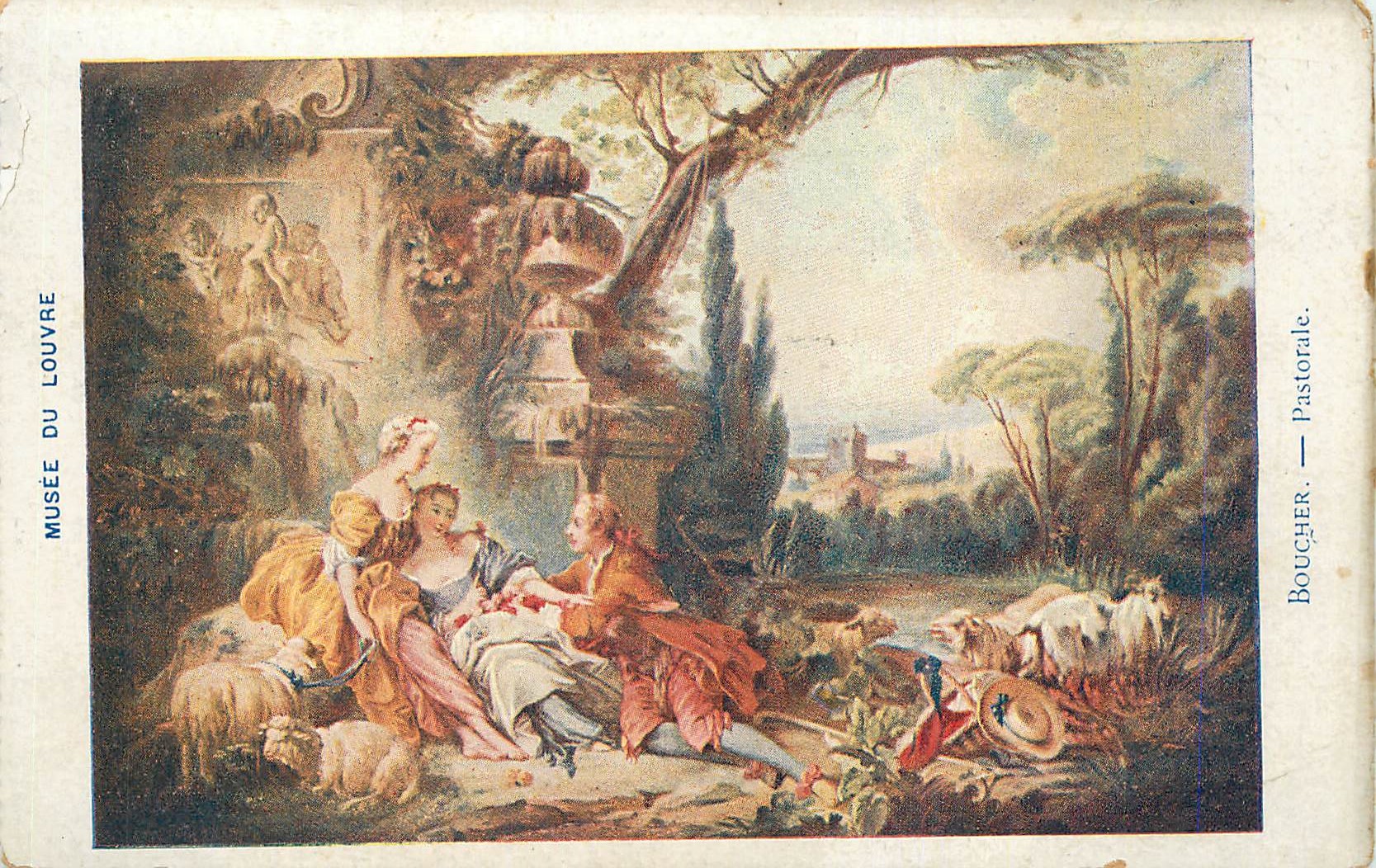 Antike Ansichtskarte Musée du Louvre Boucher Pastorale