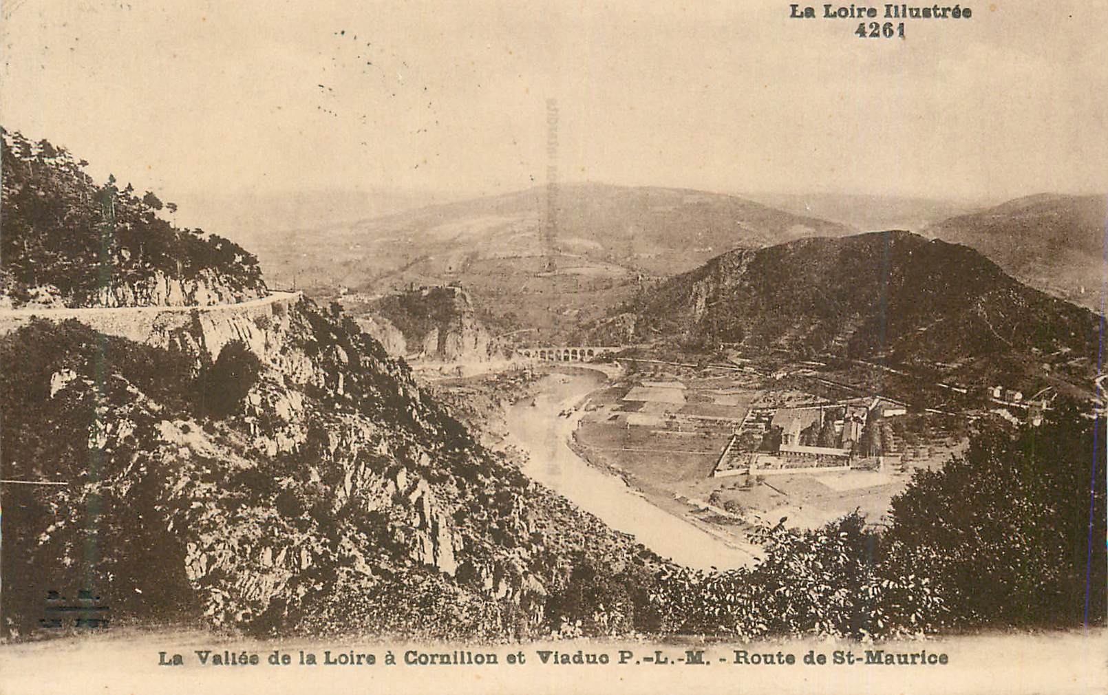 CPA Loire Illustree La Vallee de la Loire a Cornillon et Viaduc P L M Route de St Maurice