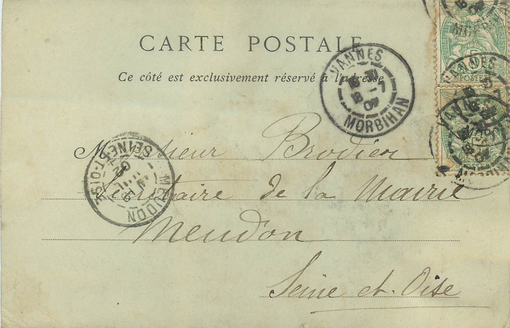 CPA Vannes La Porte Prison (carte 1900) — Rückseite