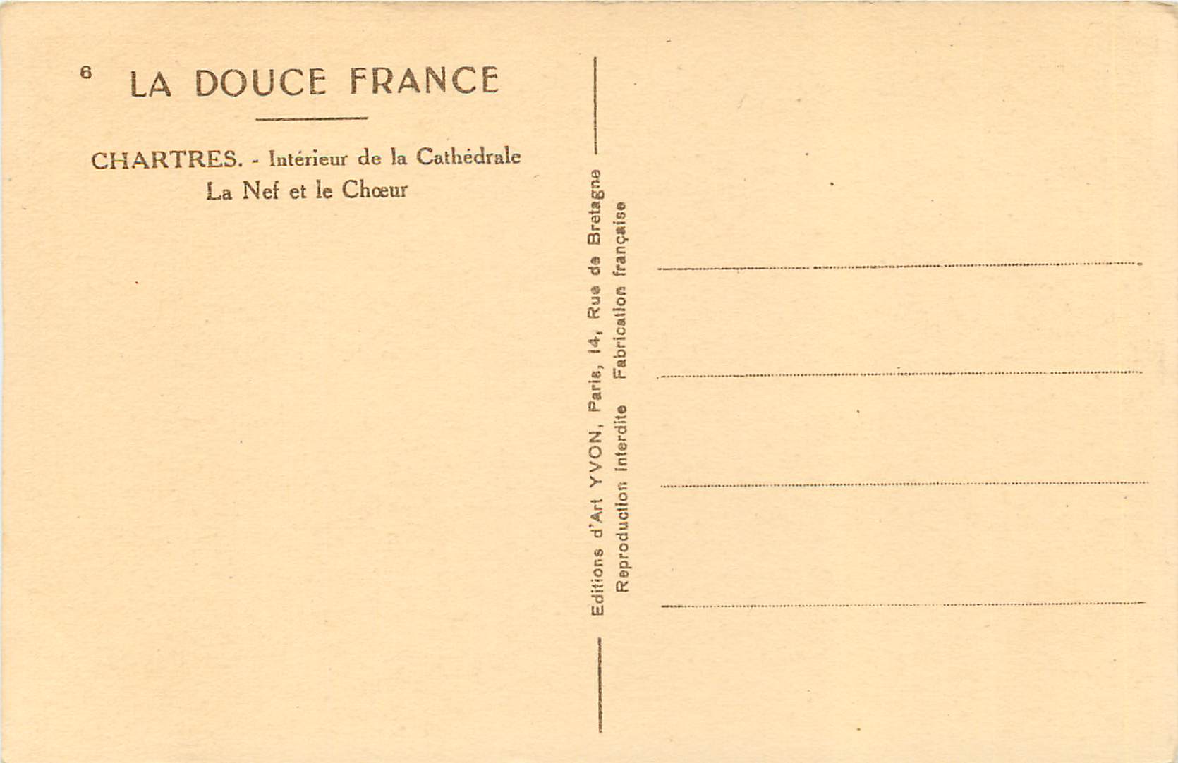 Chartres - Intérieur de la Cathédrale, La Nef et le Chœur — Éditions d'Art YVON, Paris — Reverso